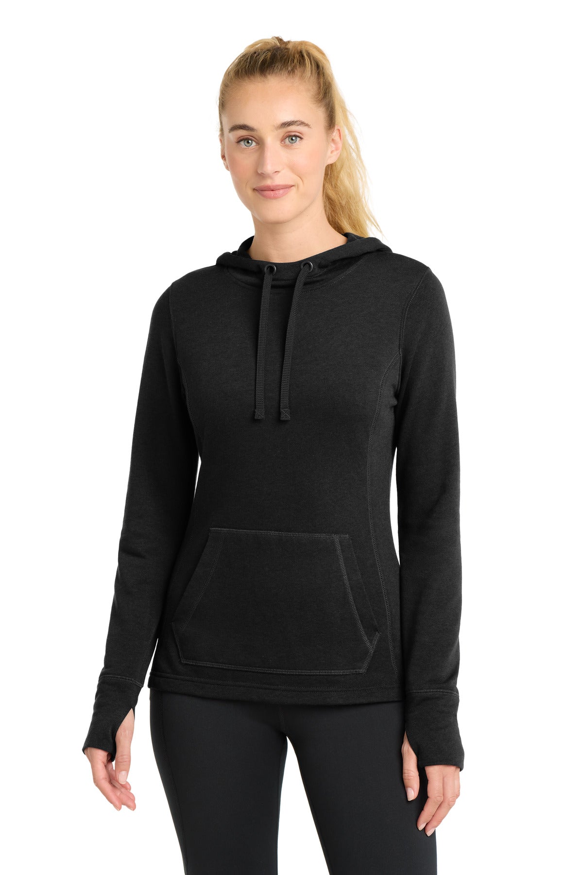 Sport-Tek LST296 Women's PosiCharge Tri-Blend Wicking Fleece Hooded Pullover