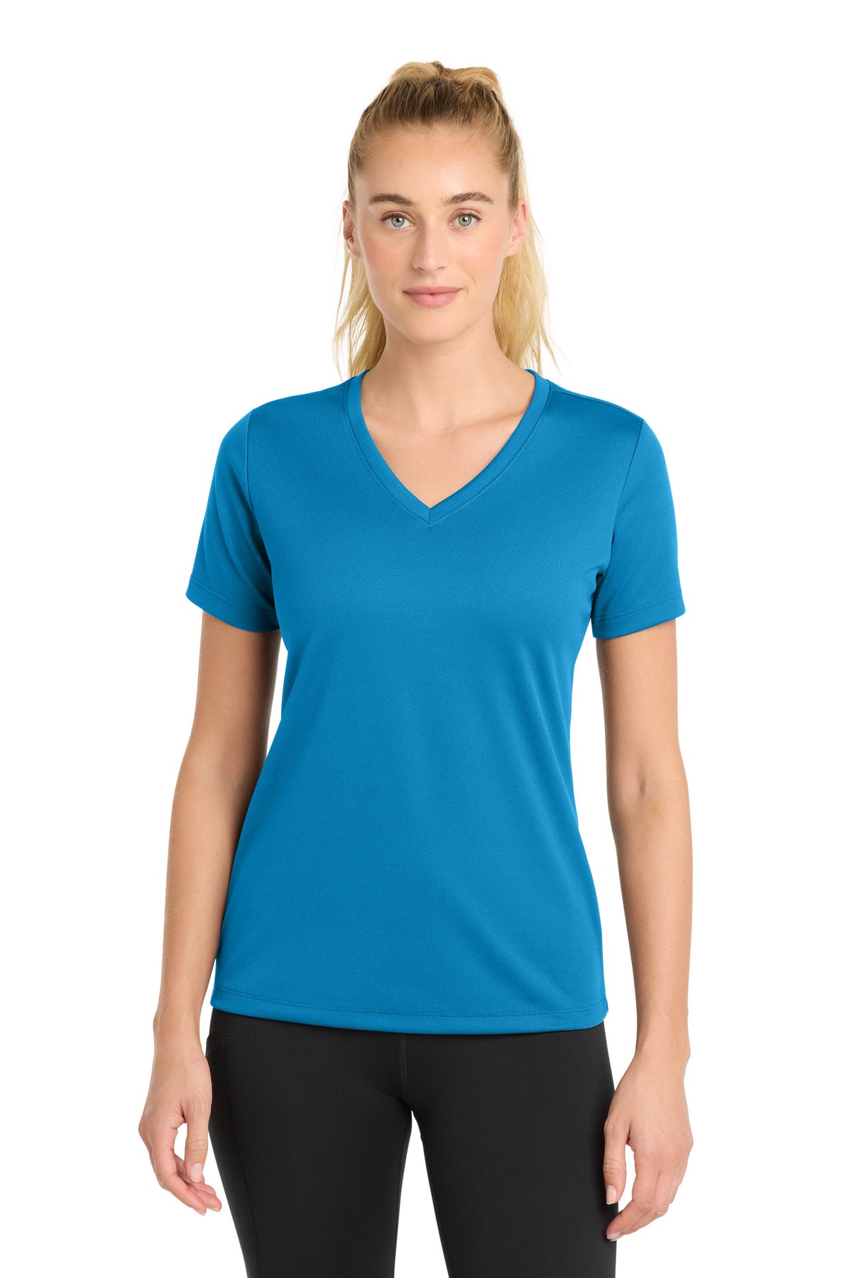 Sport-Tek LST340 Women's PosiCharge RacerMesh V-Neck Tee