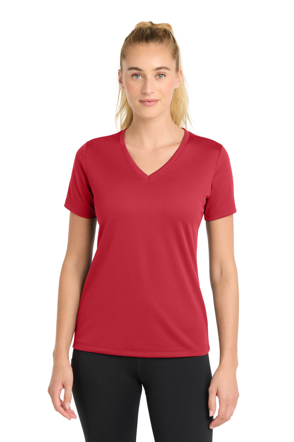 Sport-Tek LST340 Women's PosiCharge RacerMesh V-Neck Tee