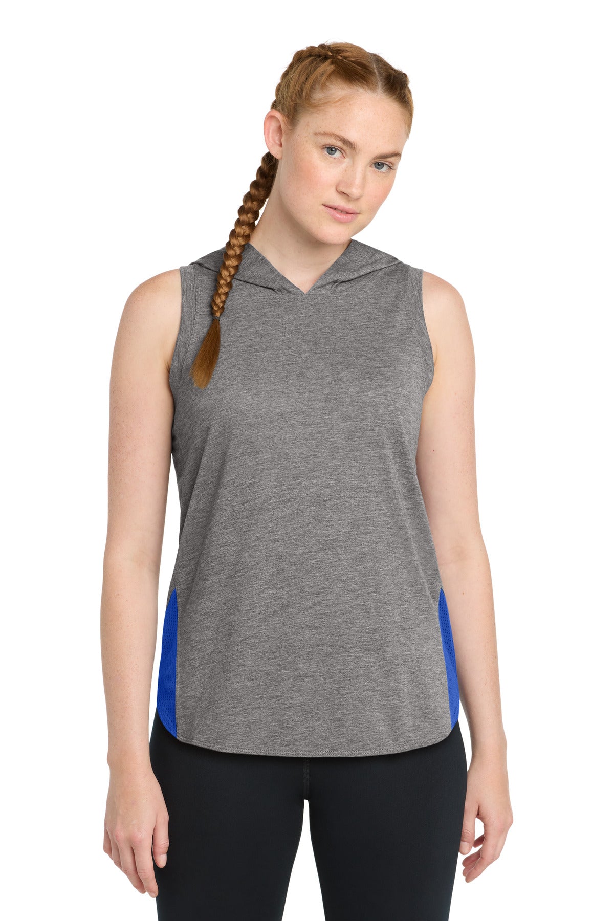 Sport-Tek LST410 Women's PosiCharge Tri-Blend Wicking Draft Hoodie Tank