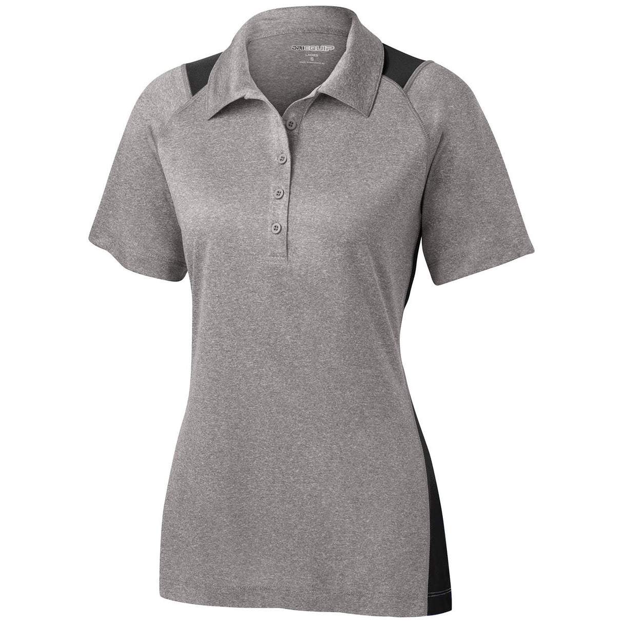 Ladies Heather Colorblock Contender Polo Women's DRI-EQUIP Vintage Heather/Black X-Small