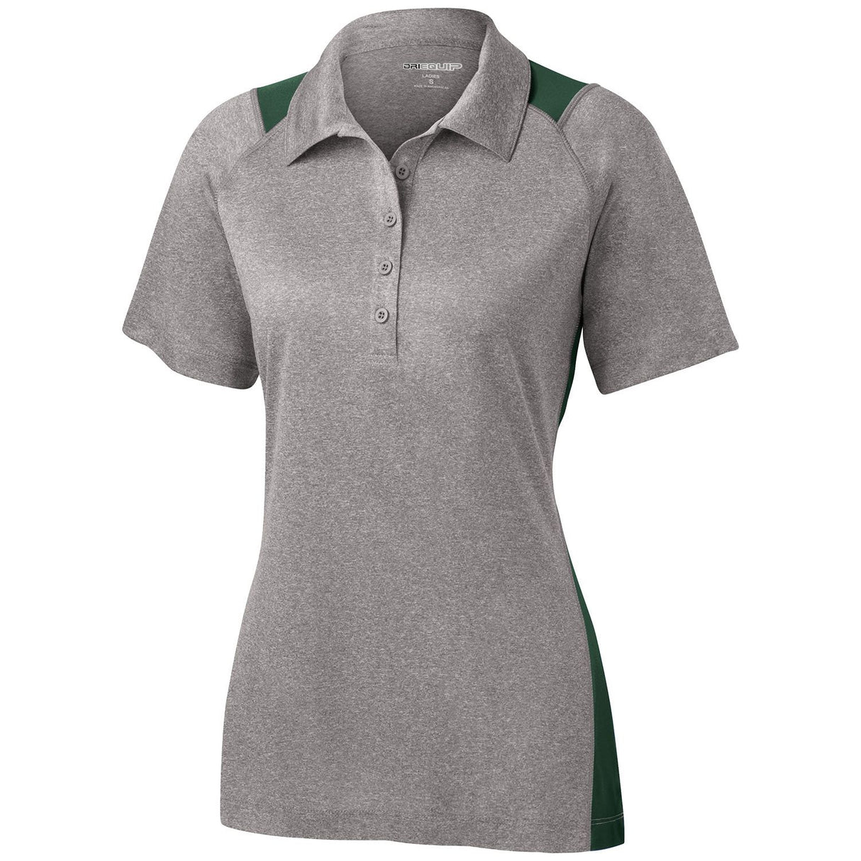 Ladies Heather Colorblock Contender Polo Women's DRI-EQUIP Vintage Heather/Forest Green X-Small
