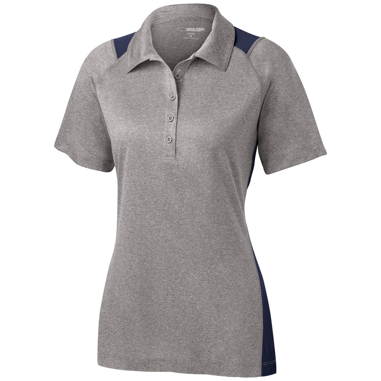 Ladies Heather Colorblock Contender Polo Women's DRI-EQUIP Vintage Heather/True Navy X-Small