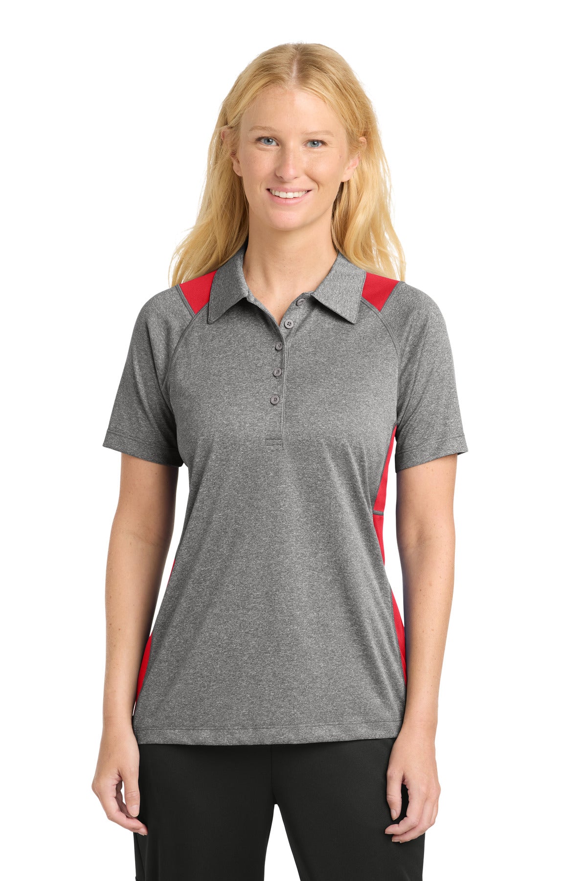 Sport-Tek ® Women's Heather Colorblock Contender ™ Polo. LST665 - Sport-Tek LST665