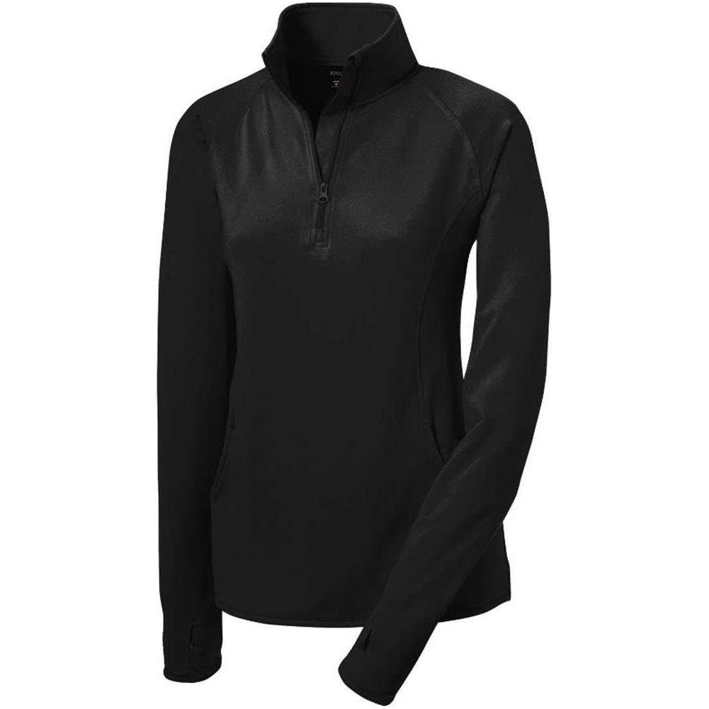 Ladies Sport-Wick Stretch 1/4-Zip Pullover DRI-EQUIP Black X-Small