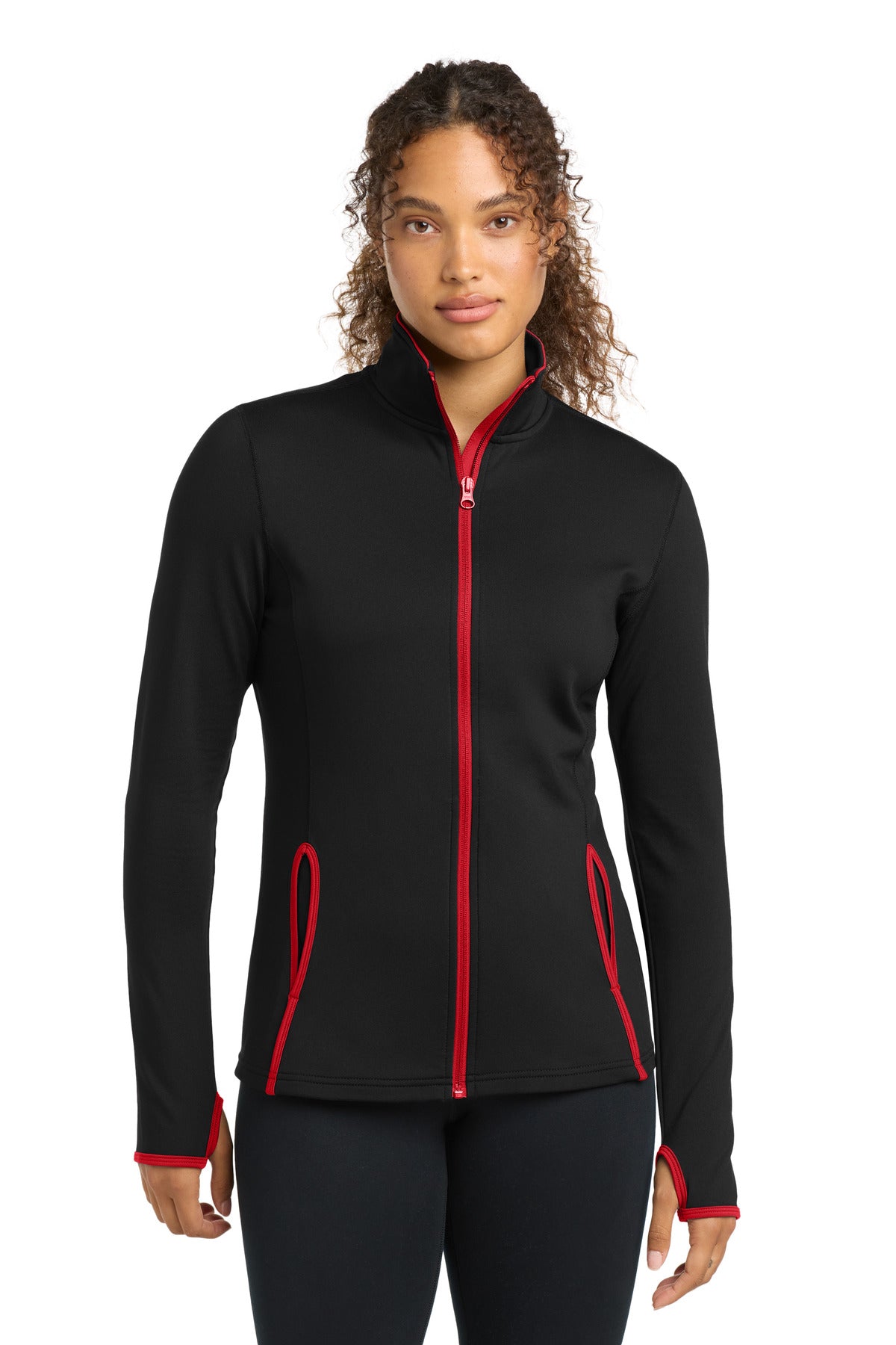 Sport-Tek LST853 Women's Sport-Wick Stretch Contrast Full-Zip Jacket