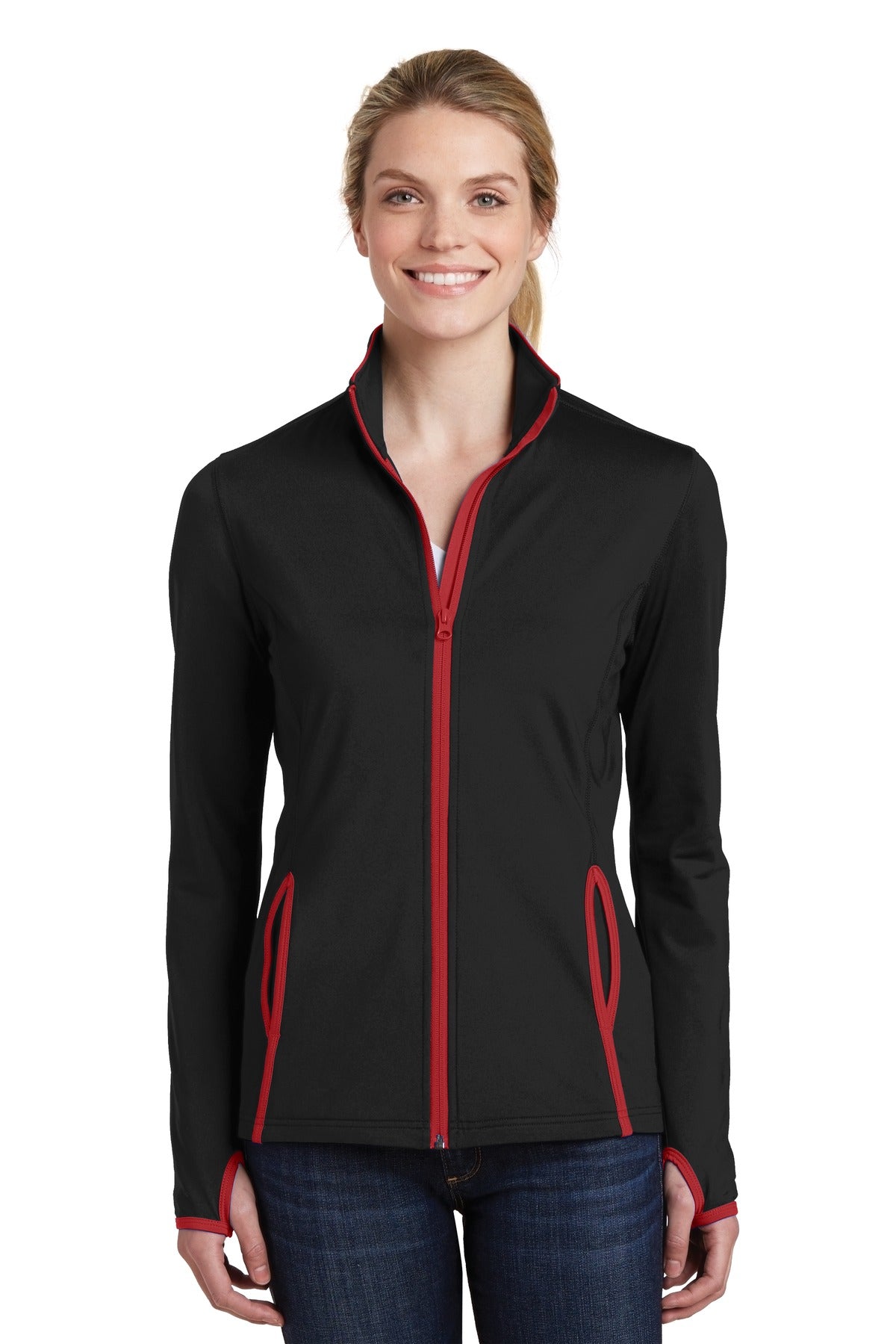 Sport-Tek ® Women's Sport-Wick ® Stretch Contrast Full-Zip Jacket. LST853 - Sport-Tek LST853