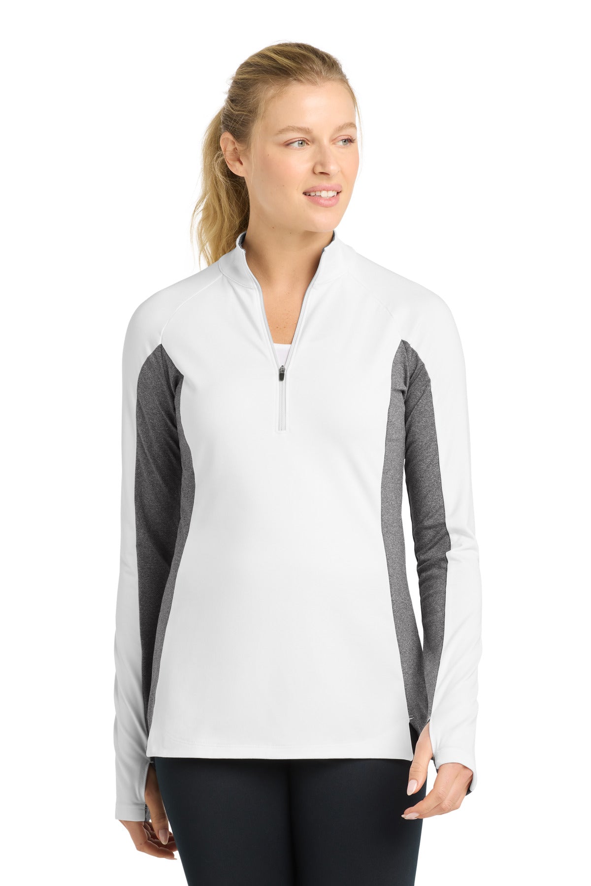 Sport-Tek LST854 Women's Sport-Wick Stretch Contrast 1/4-Zip Pullover