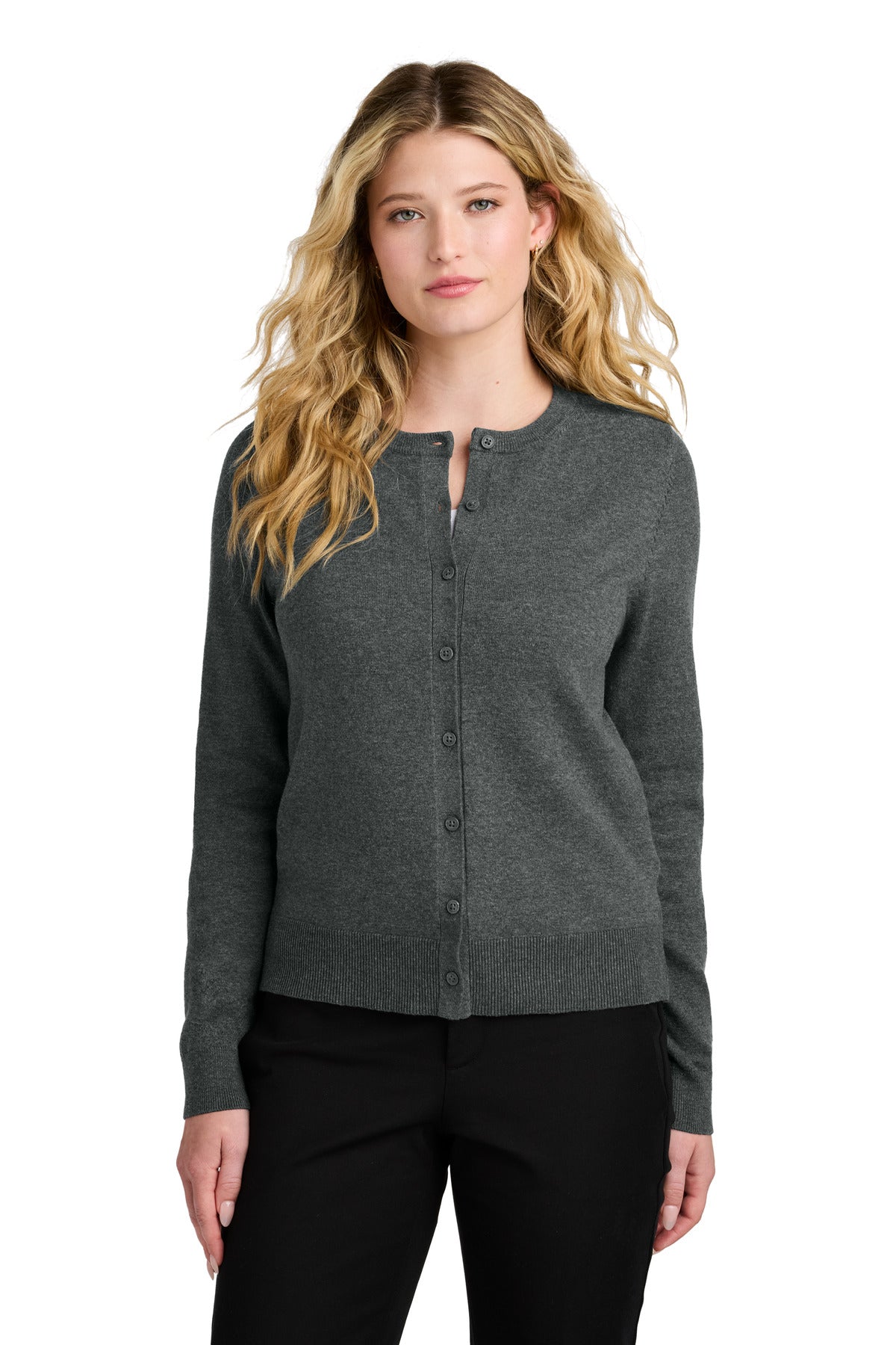 Port Authority ® Women's Easy Care Crewneck Cardigan Sweater LSW2870 - Port Authority LSW2870