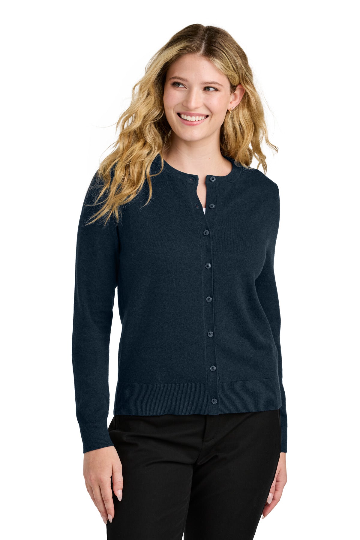 Port Authority ® Women's Easy Care Crewneck Cardigan Sweater LSW2870 - Port Authority LSW2870