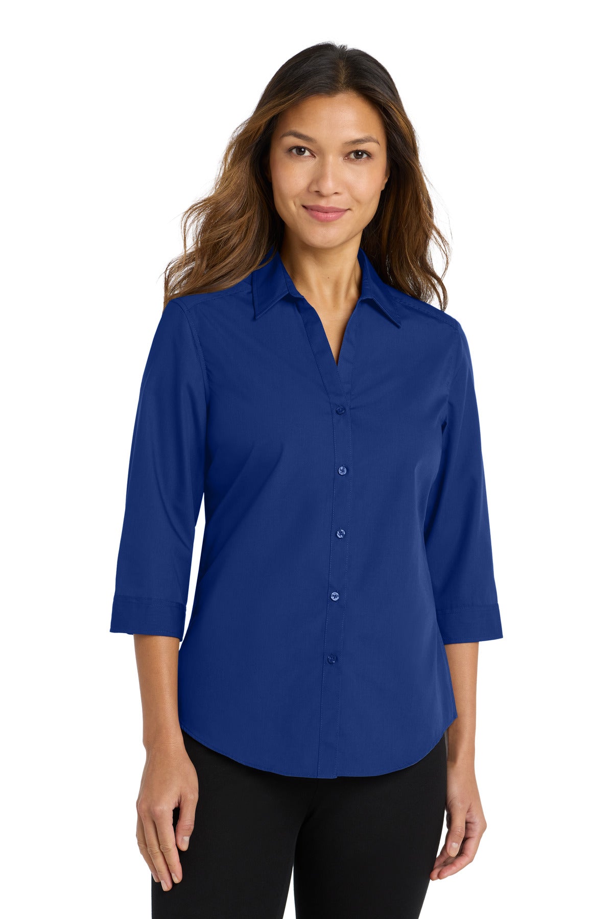 Port Authority ® Women's 3/4-Sleeve Carefree Poplin Shirt. LW102 - Port Authority LW102