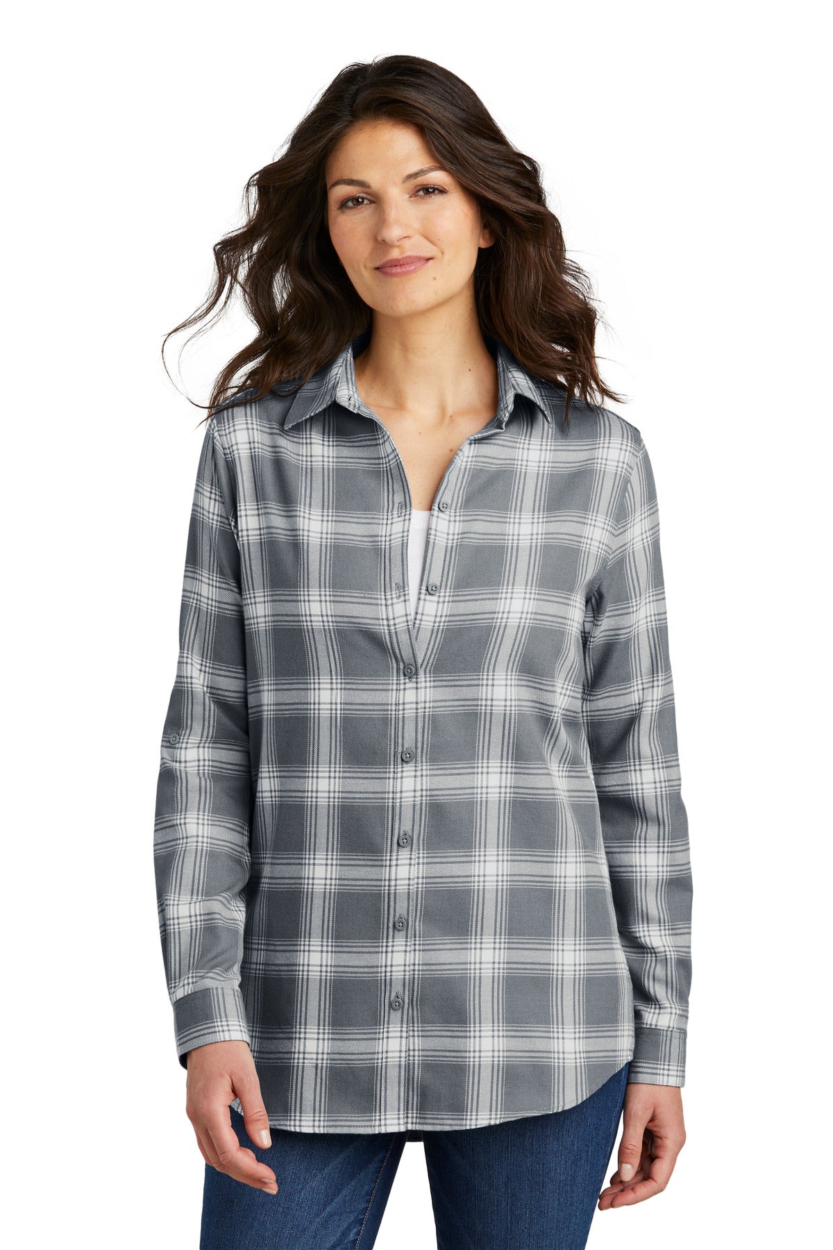 Port Authority ® Women's Plaid Flannel Tunic . LW668 - Port Authority LW668