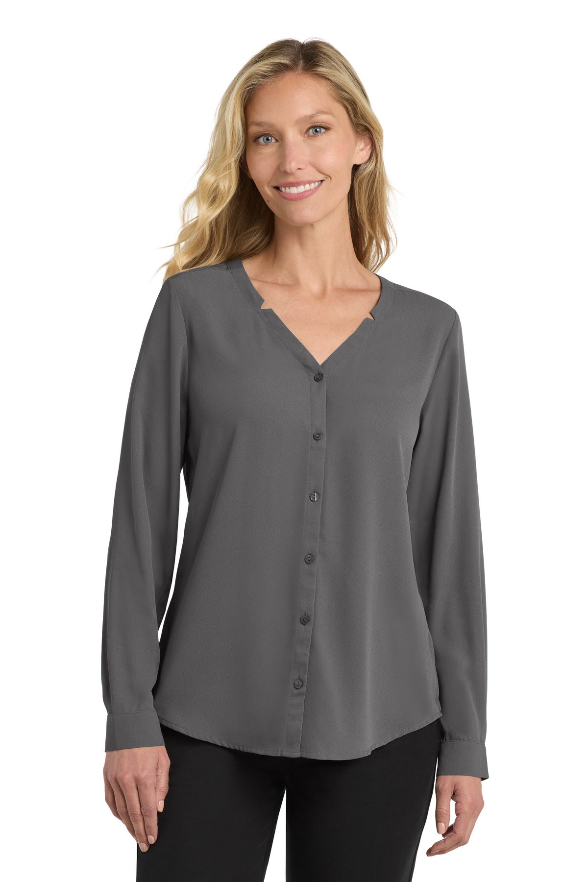 Port Authority ® Women's Long Sleeve Button-Front Blouse. LW700 - Port Authority LW700