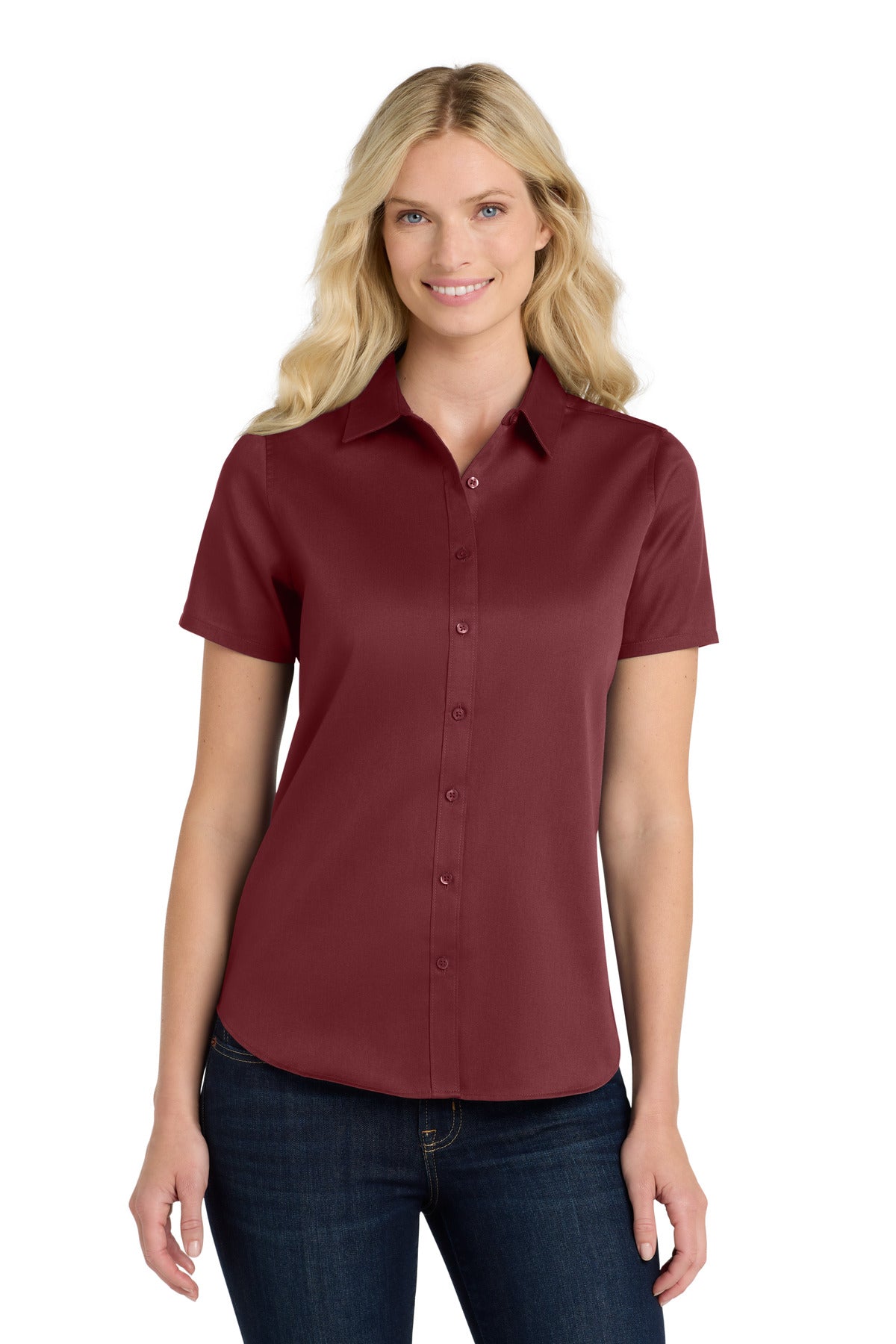 Port Authority ® Women's Short Sleeve SuperPro React ™ Twill Shirt. LW809 - Port Authority LW809