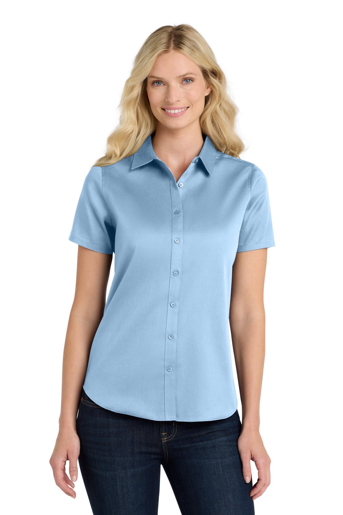Port Authority ® Women's Short Sleeve SuperPro React ™ Twill Shirt. LW809 - Port Authority LW809