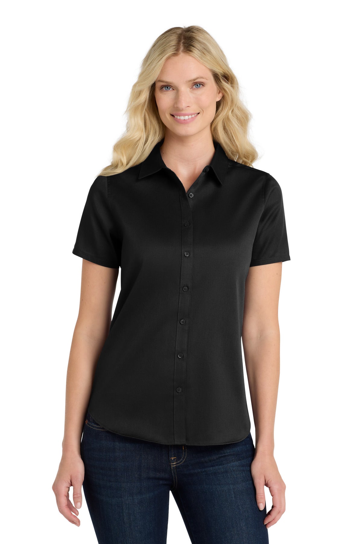 Port Authority ® Women's Short Sleeve SuperPro React ™ Twill Shirt. LW809 - Port Authority LW809