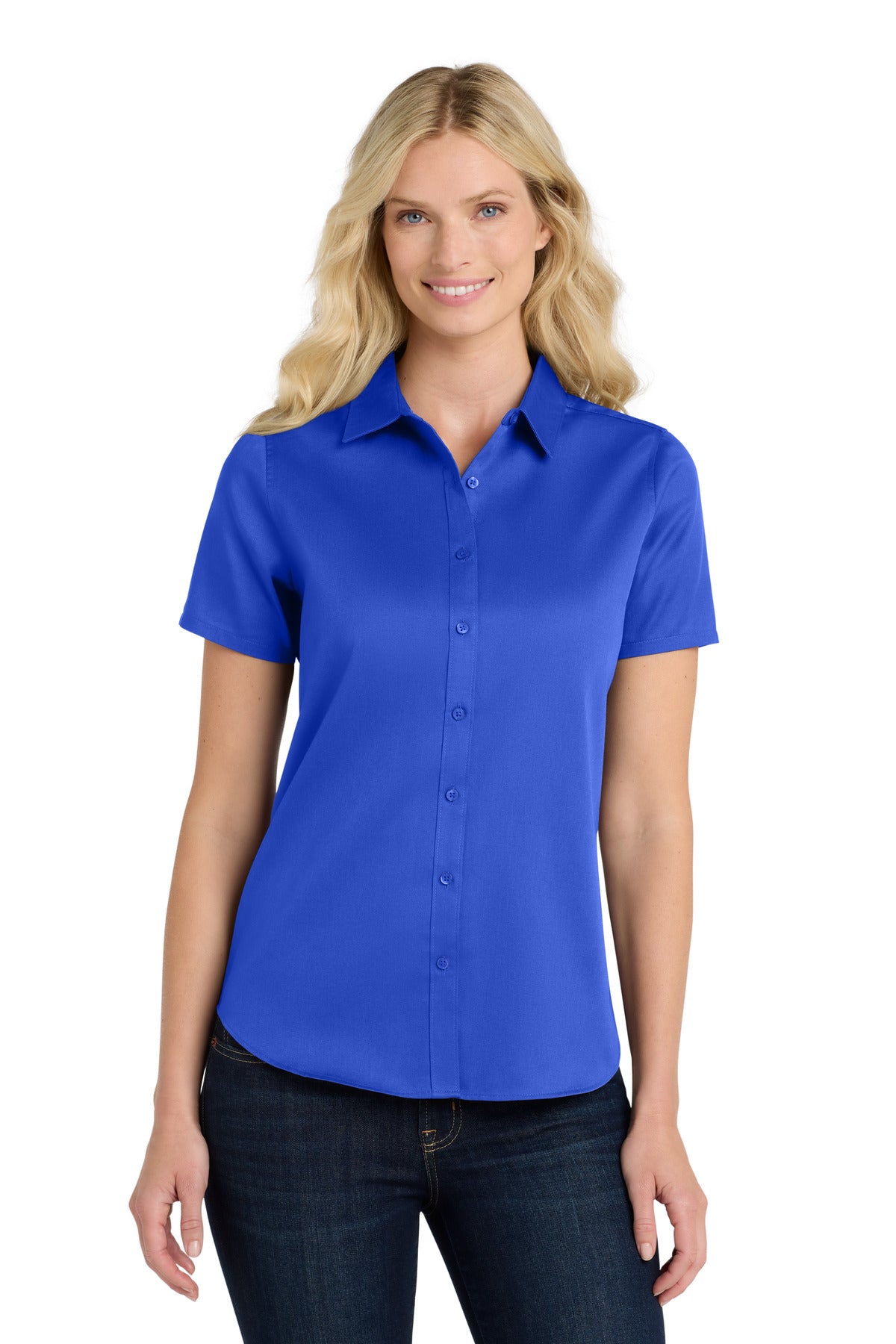 Port Authority ® Women's Short Sleeve SuperPro React ™ Twill Shirt. LW809 - Port Authority LW809