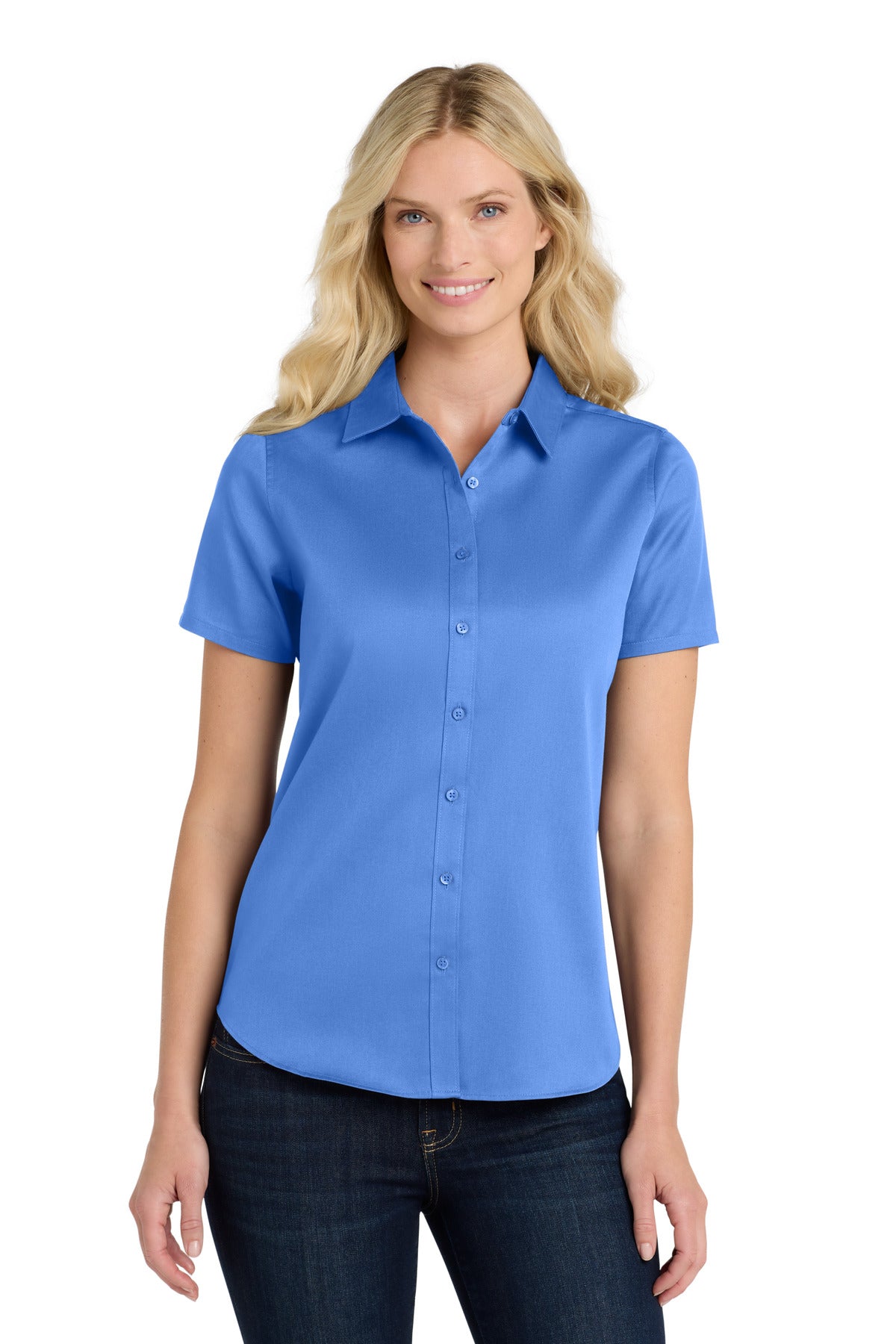 Port Authority ® Women's Short Sleeve SuperPro React ™ Twill Shirt. LW809 - Port Authority LW809