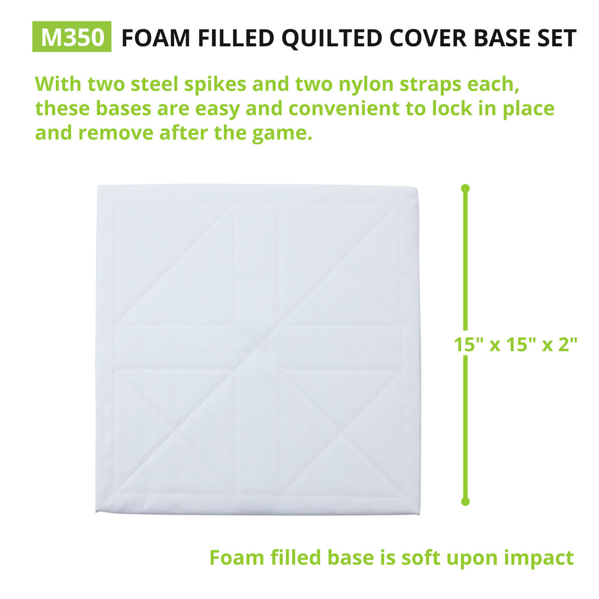 Champion Sports 15" X 15" FOAM FILLED QUILTED COVER BASE SET 2" H X 15" W X 15" L