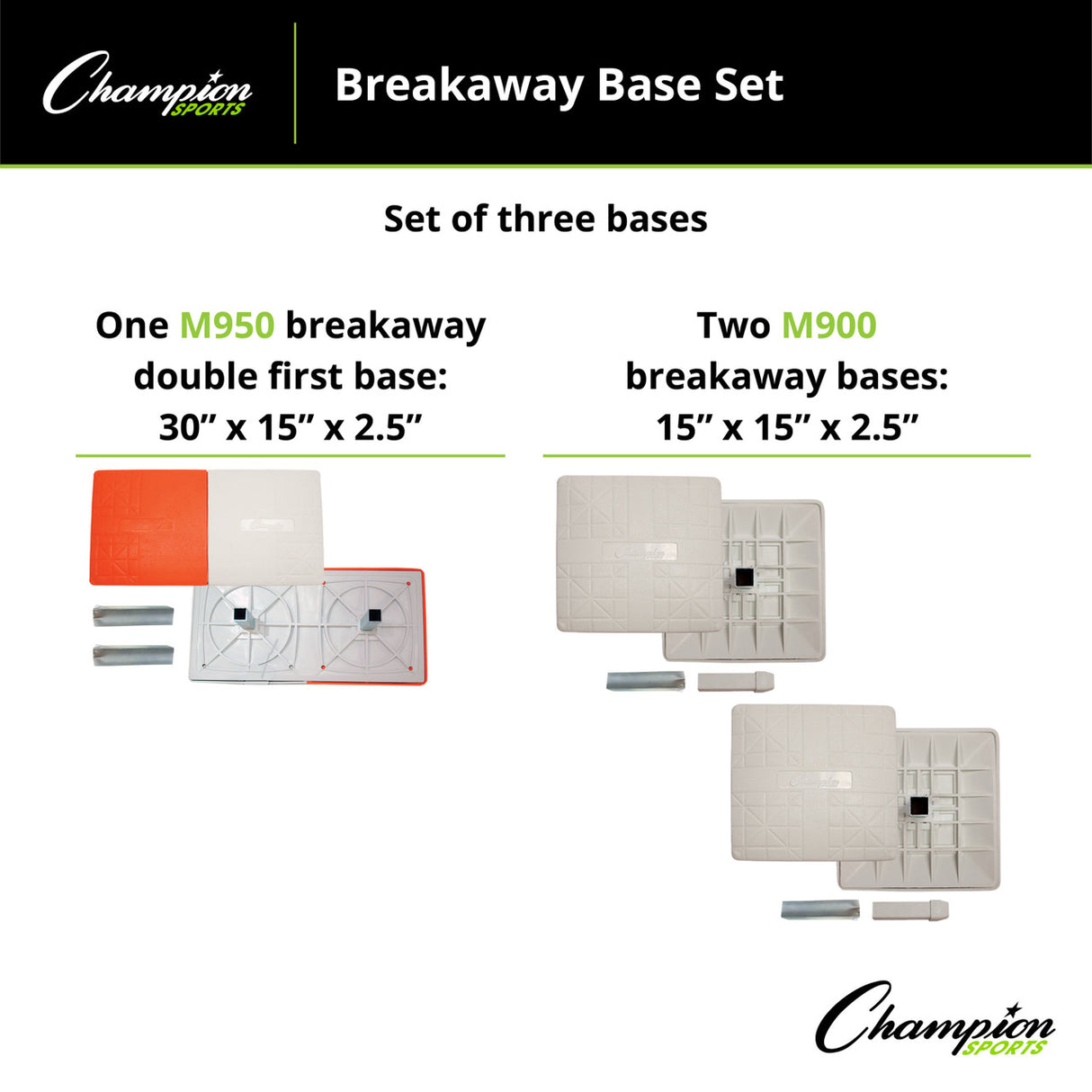 Champion Sports BREAKAWAY DOUBLE FIRST BASE, SET OF 3