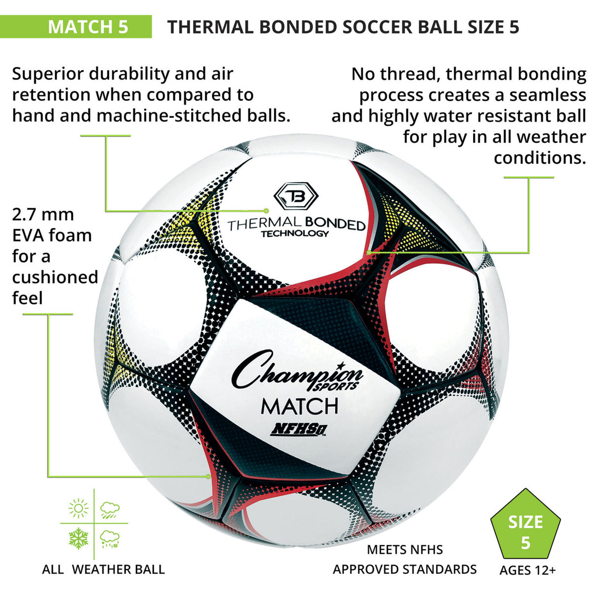 Champion Sports THERMAL BONDED SOCCERBALL, SIZE 5