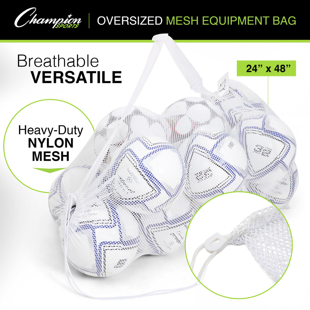 MESH EQUIPMENT BAG WITH SHOULDER STRAP WHITE