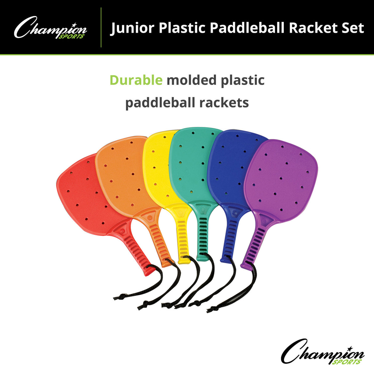 Champion Sports PLASTIC PADDLEBALL RACKET SET 15" L