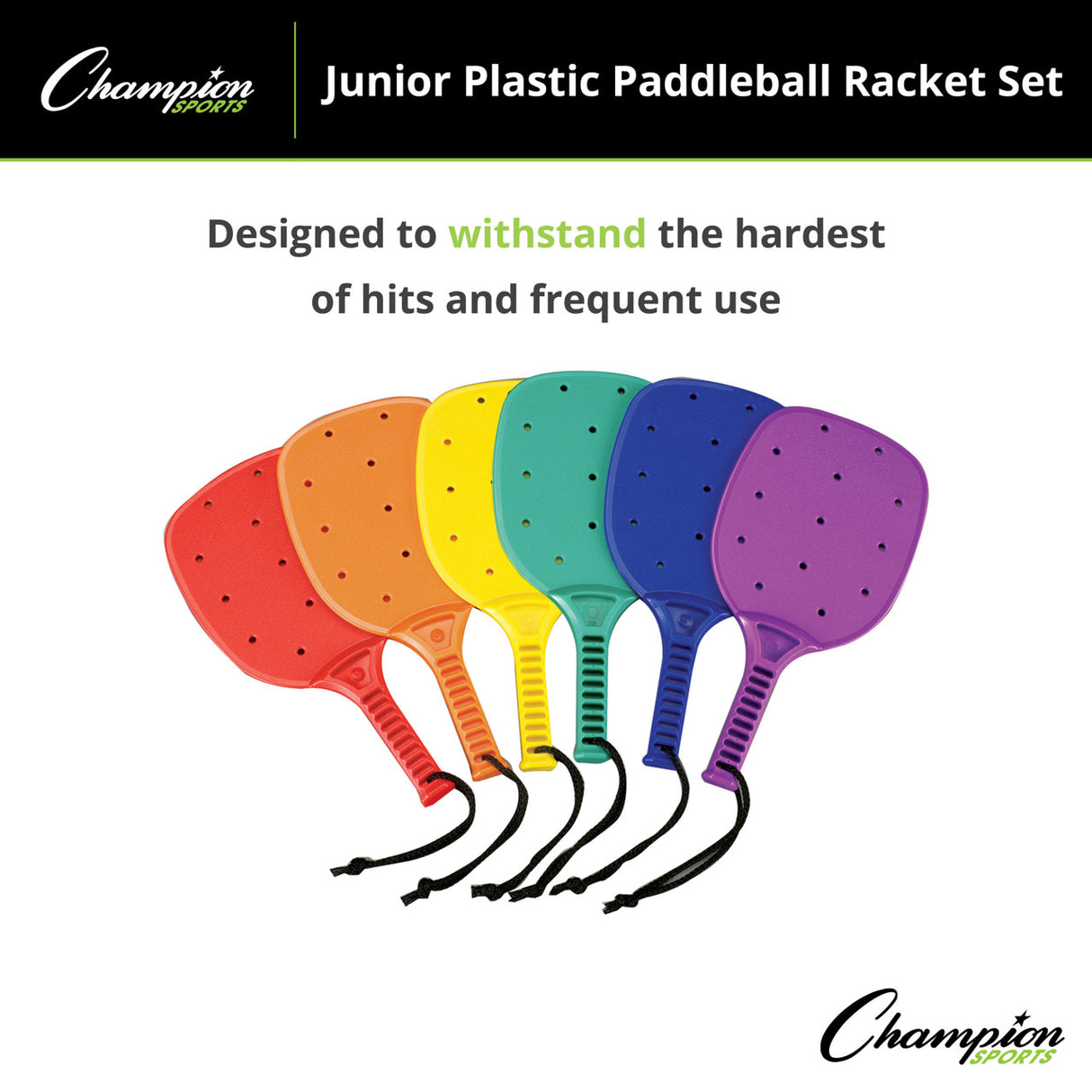 Champion Sports PLASTIC PADDLEBALL RACKET SET 15" L