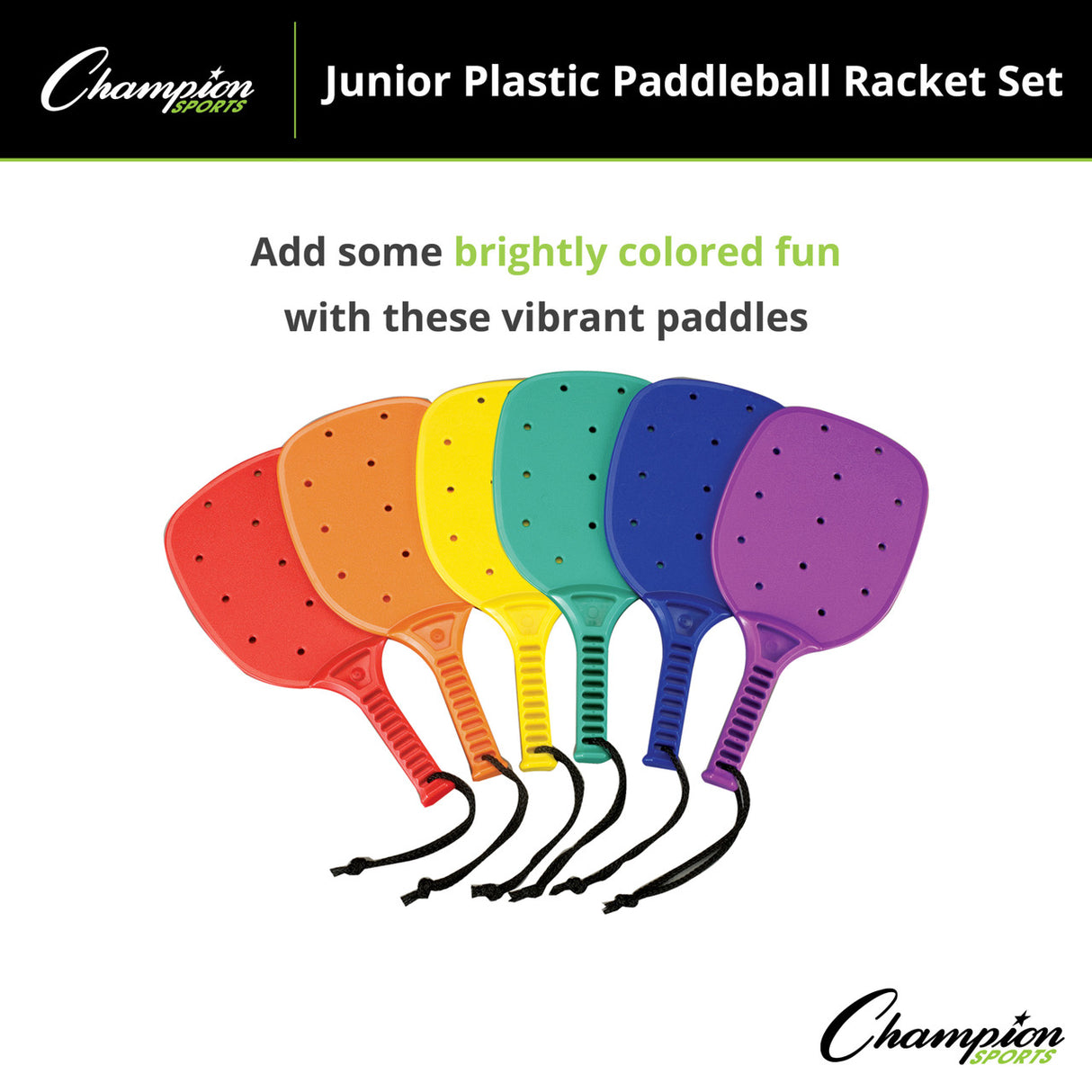 Champion Sports PLASTIC PADDLEBALL RACKET SET 15" L