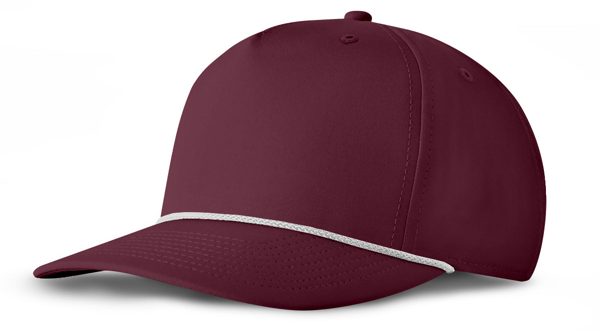 J7256 Clubhouse Performance Rope Cap - Merlot with White Rope (Front)
