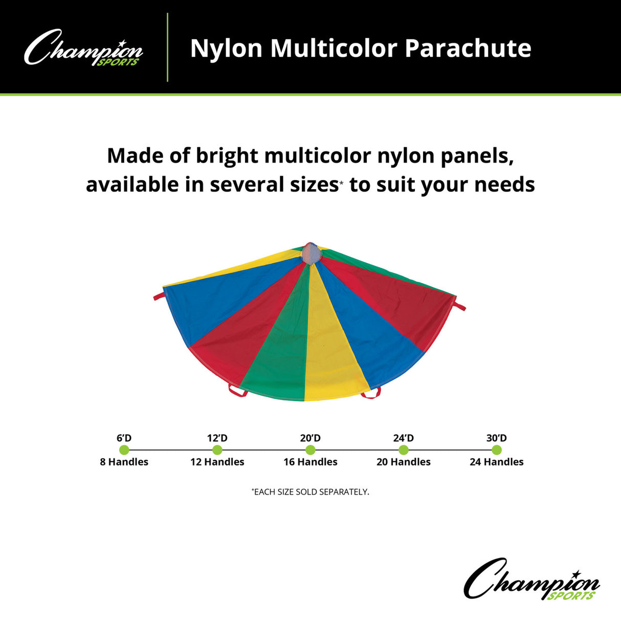 Champion Sports NYLON MULTICOLOR PARACHUTE 12'D