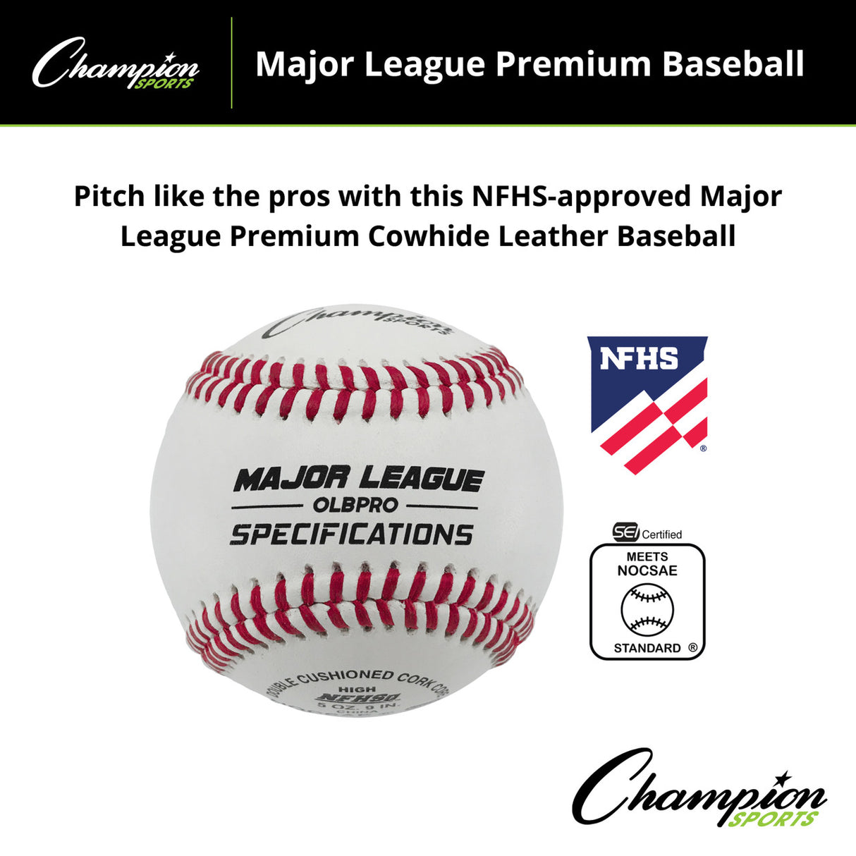 Champion Sports MAJOR LEAGUE PREMIUM BASEBALLS