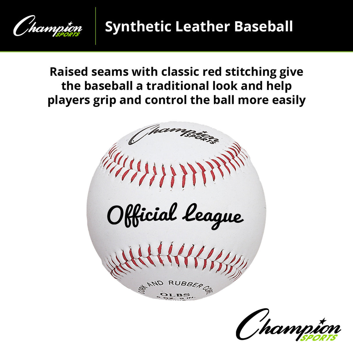 Champion Sports SYNTHETIC LEATHER OFFICIAL LEAGUE BASEBALLS