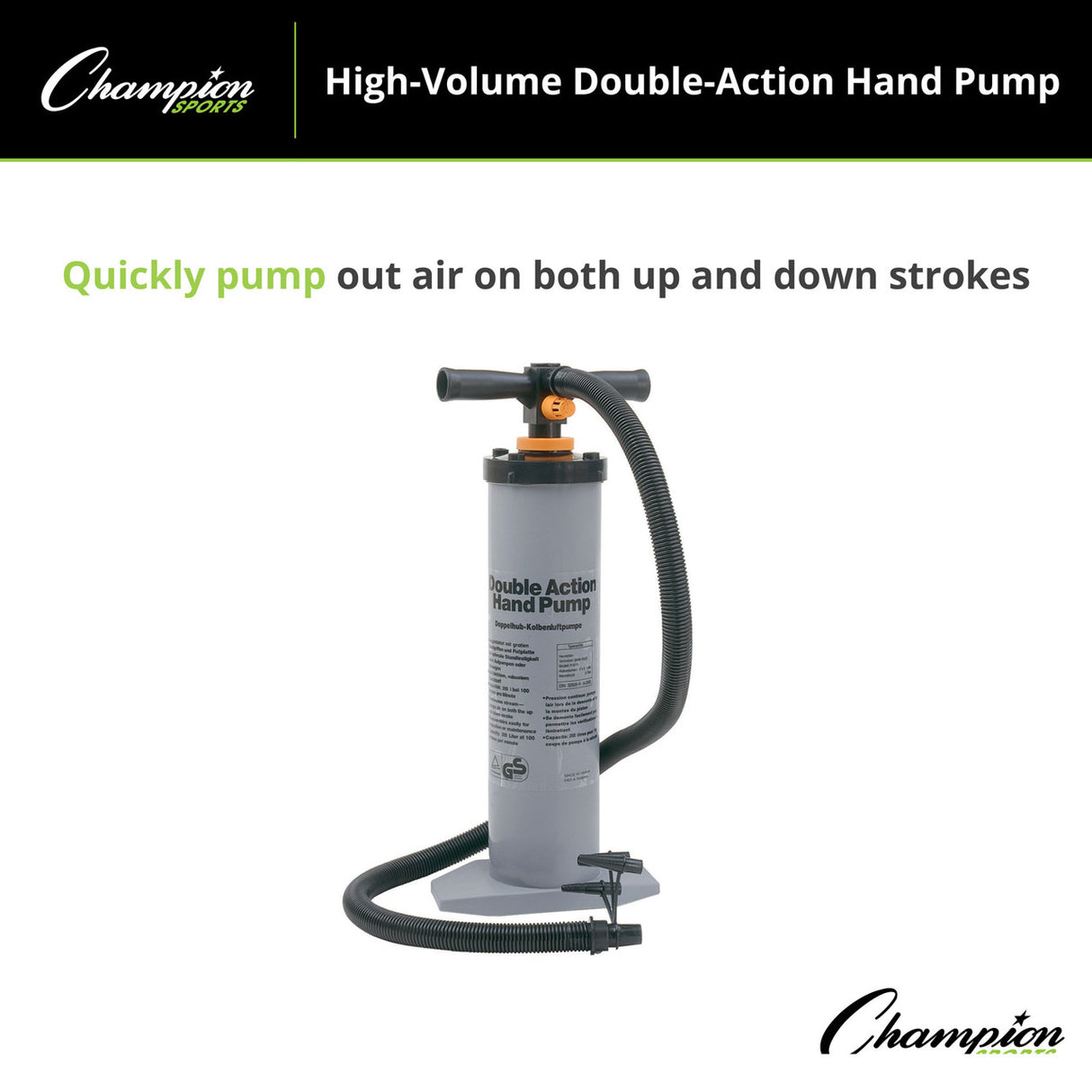Champion Sports HIGH-VOLUME DOUBLE ACTION HAND PUMP