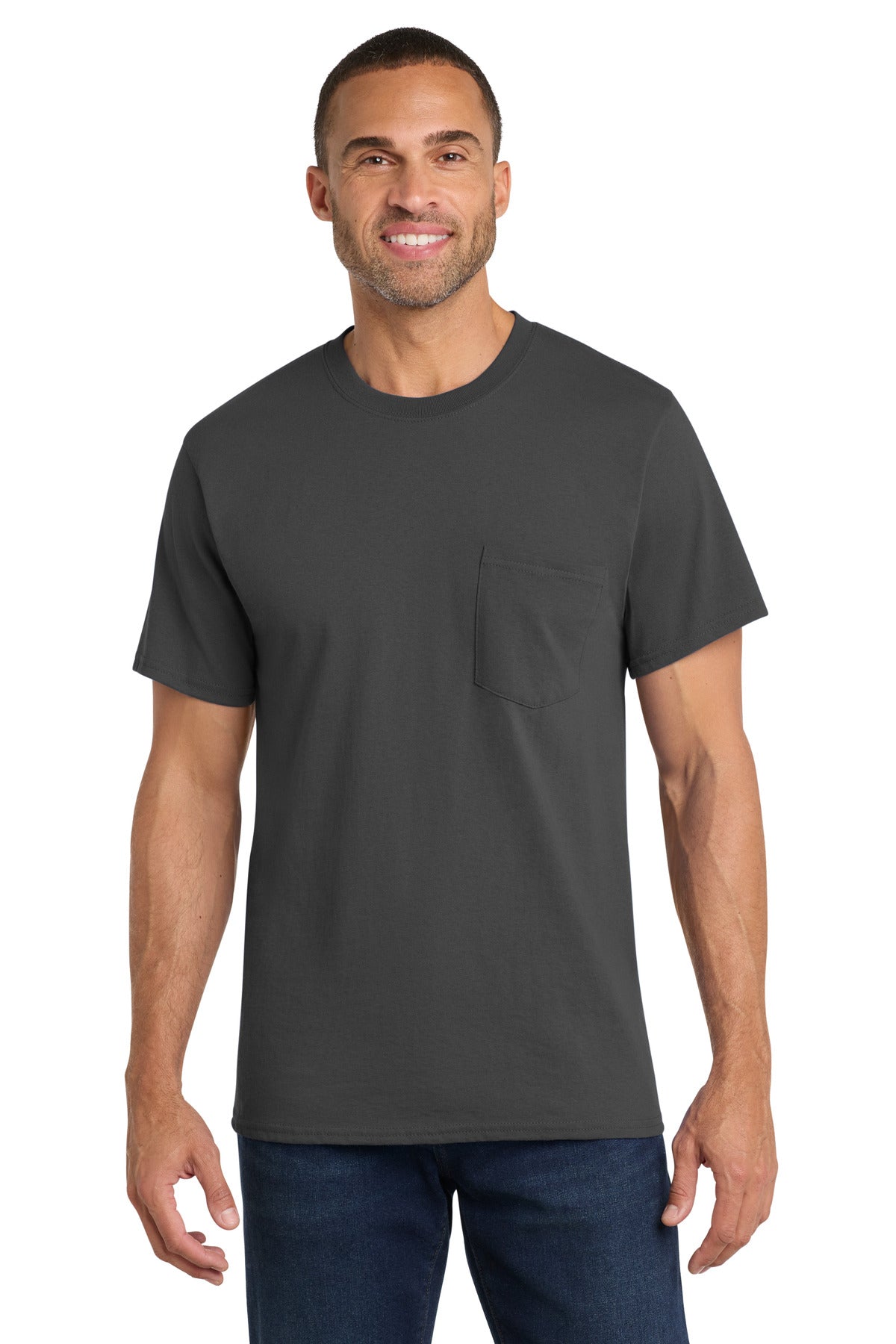 Port & Company PC54P Core Cotton Pocket Tee Wholesale Blank Pocket Tees | Port & Co PC54P