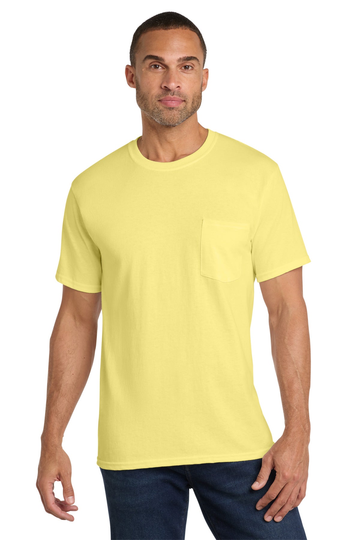 Port & Co PC54P Core Cotton Pocket Tee | Wholesale Blank Pocket Tees