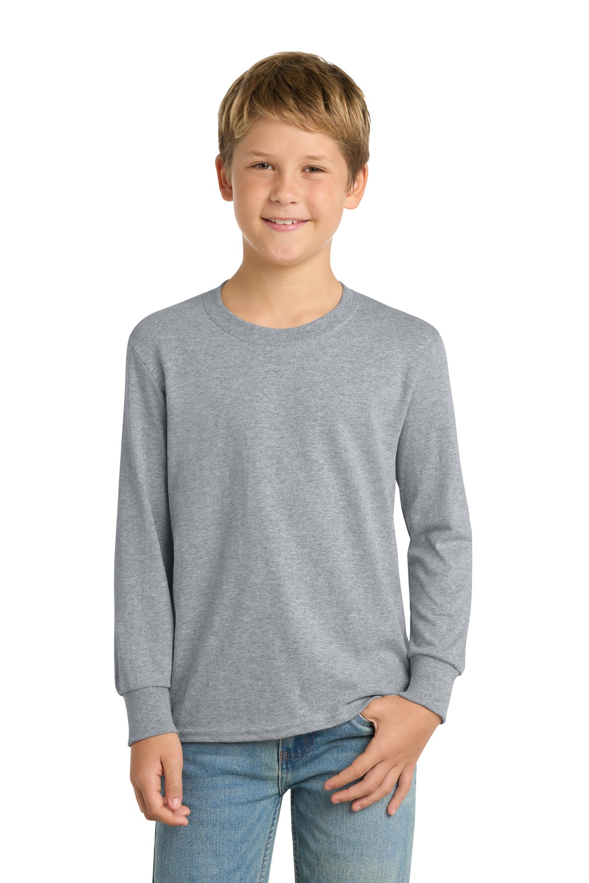 Port & Co PC54YLS Youth Long Sleeve Core Cotton Tee | Wholesale Youth Long Sleeve Tees