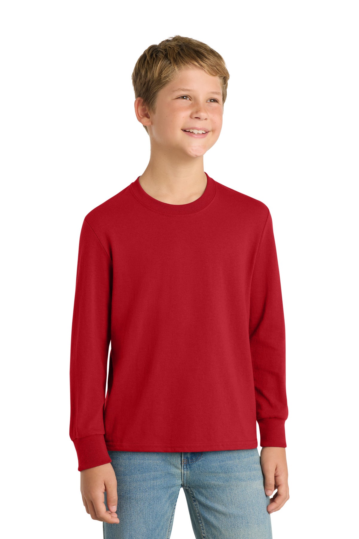 Port & Co PC54YLS Youth Long Sleeve Core Cotton Tee | Wholesale Youth Long Sleeve Tees