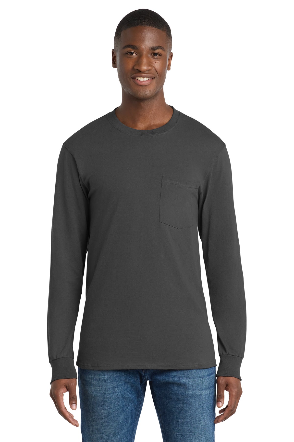 Port & Company PC61LSPT Tall Long Sleeve Essential Pocket Tee | Port & Co PC61LSPT