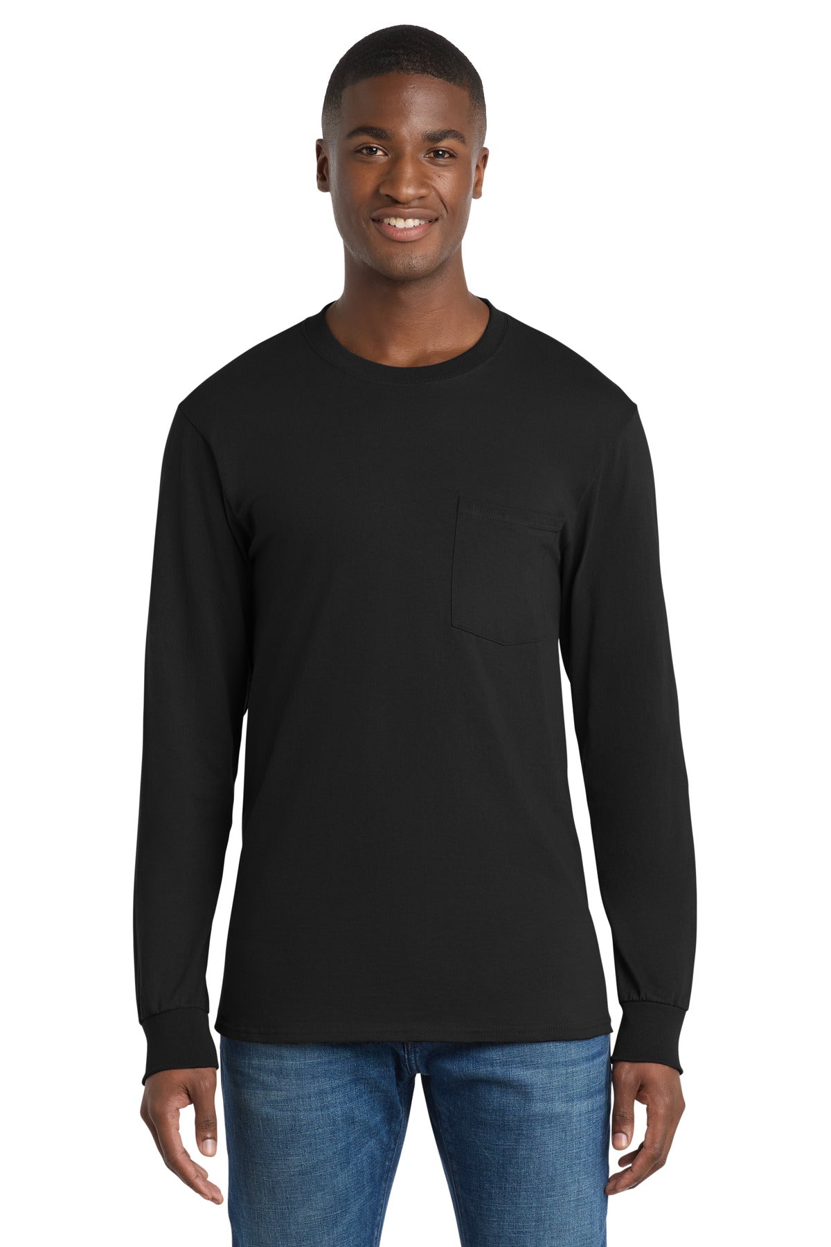 Port & Co ™ Tall Long Sleeve Essential Pocket Tee. PC61LSPT - Port & Company PC61LSPT