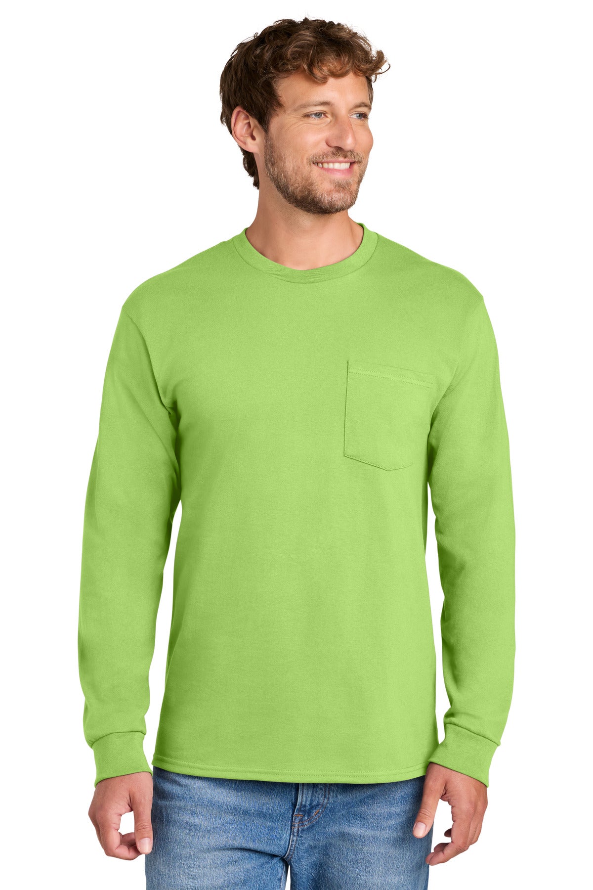 Port & Company PC61LSPT Tall Long Sleeve Essential Pocket Tee | Port & Co PC61LSPT