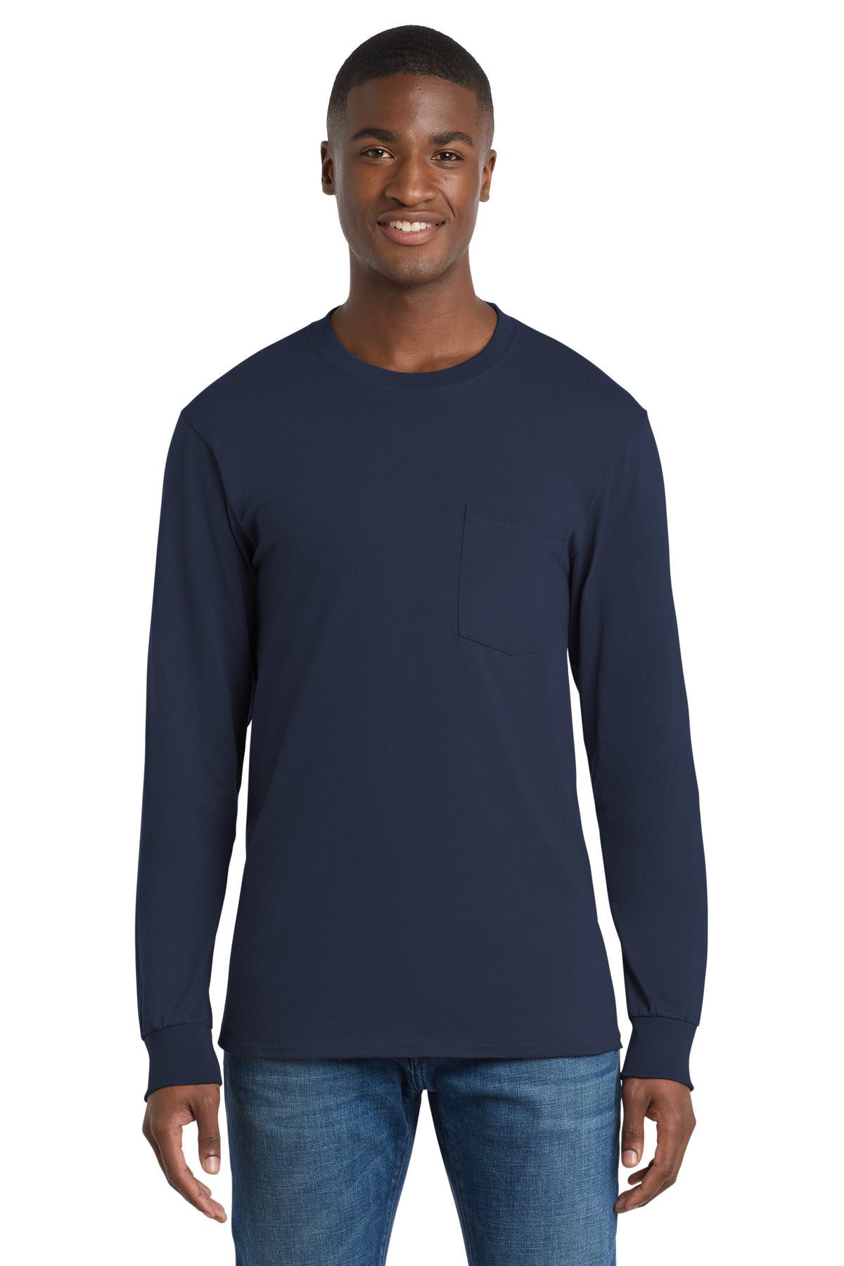 Port & Co ™ Tall Long Sleeve Essential Pocket Tee. PC61LSPT - Port & Company PC61LSPT