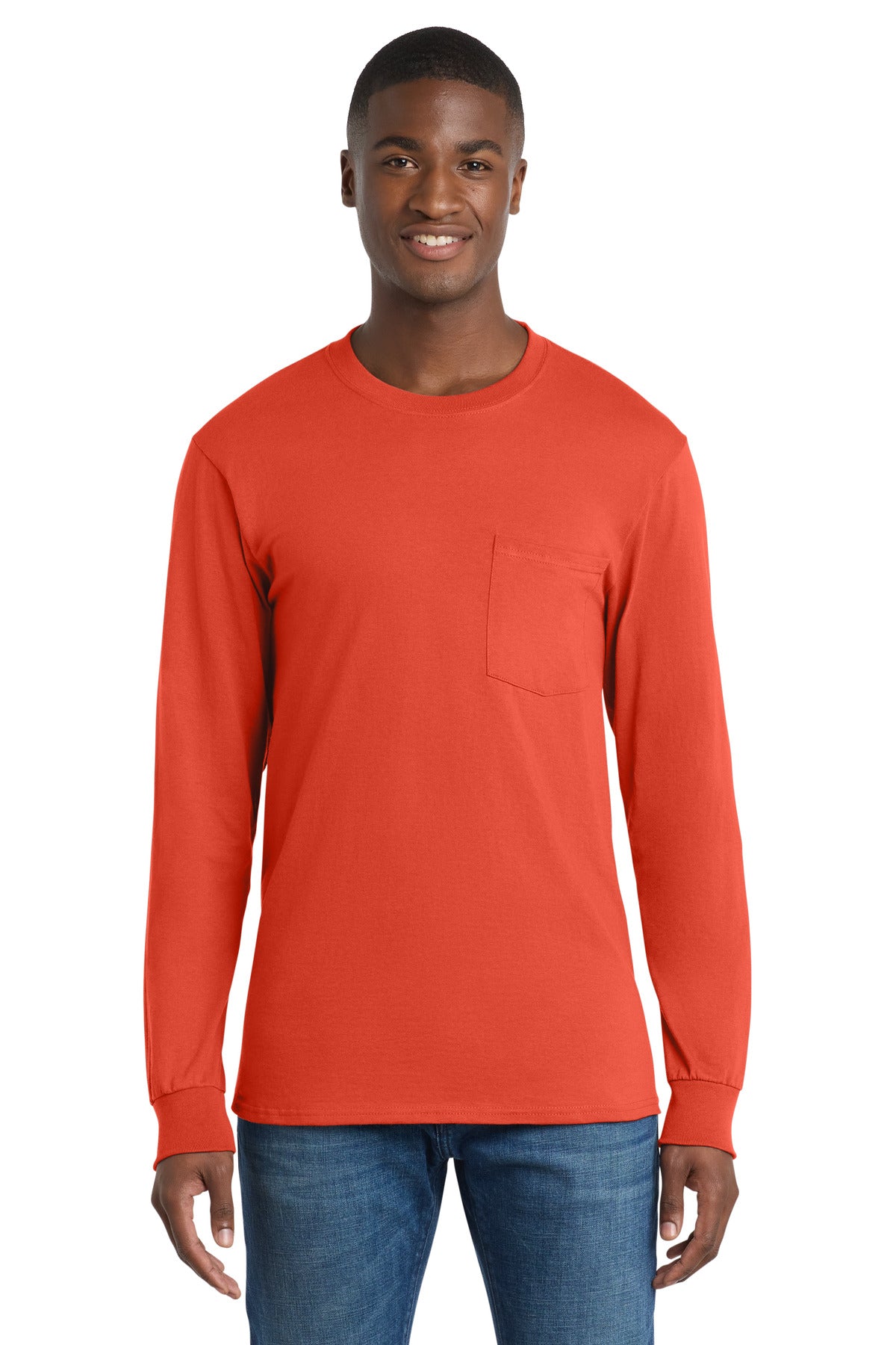 Port & Company PC61LSPT Tall Long Sleeve Essential Pocket Tee | Port & Co PC61LSPT