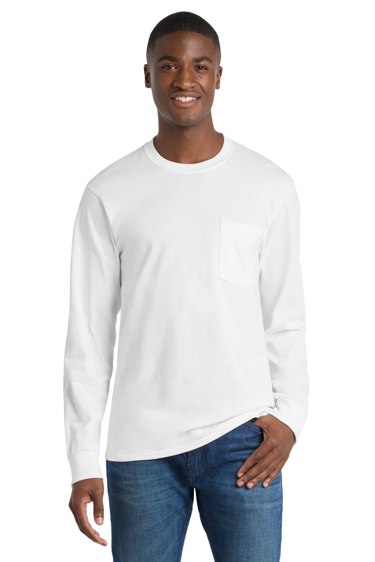 Port & Company PC61LSPT Tall Long Sleeve Essential Pocket Tee | Port & Co PC61LSPT
