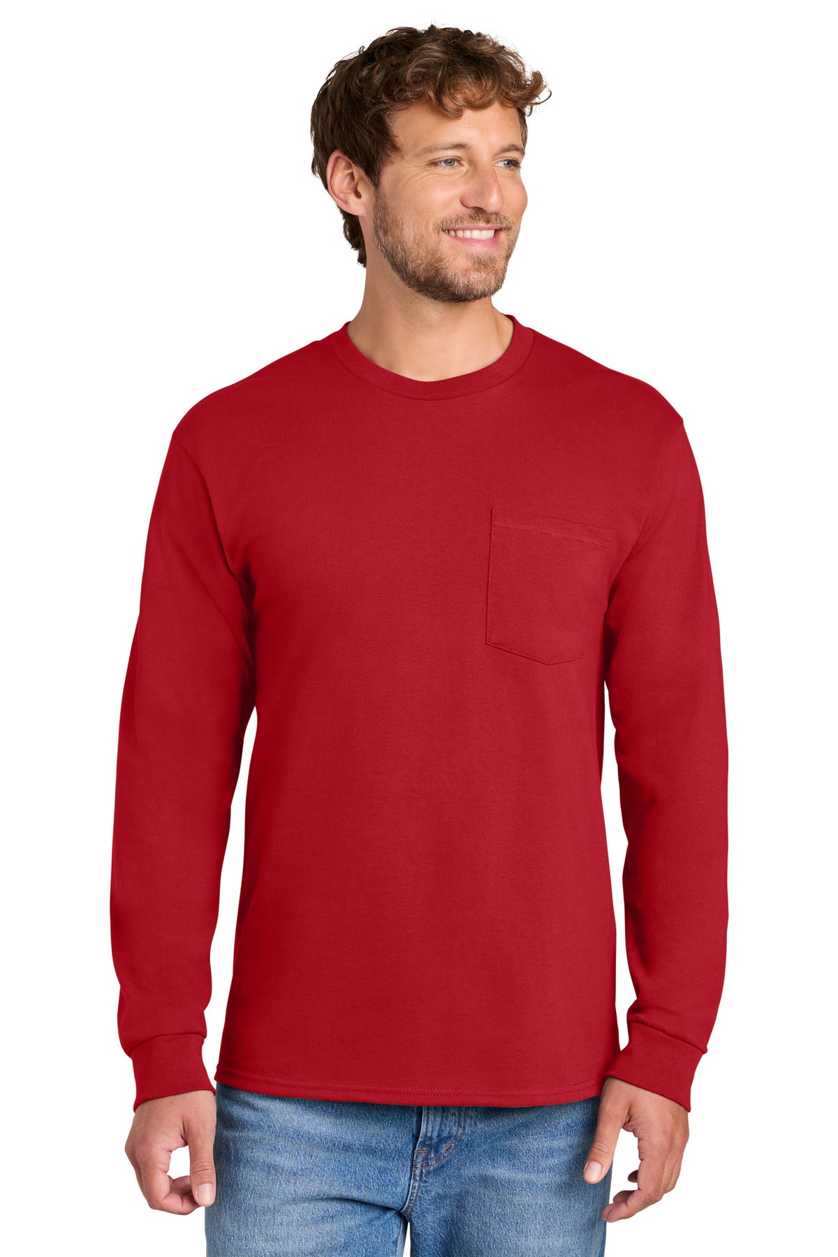 Port & Company PC61LSPT Tall Long Sleeve Essential Pocket Tee | Port & Co PC61LSPT