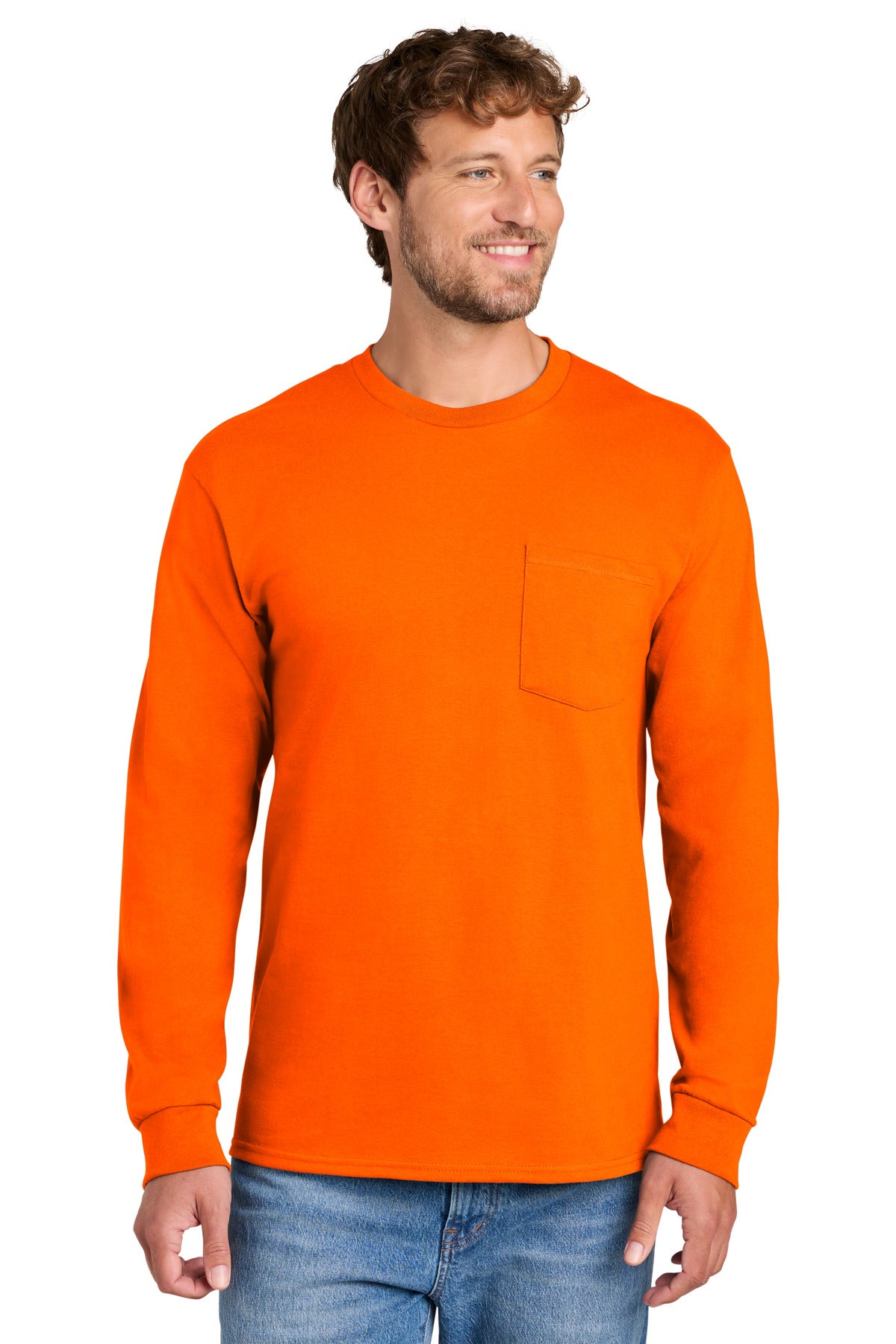 Port & Company PC61LSP Long Sleeve Essential Pocket Tee Wholesale Blank | Port & Co PC61LSP