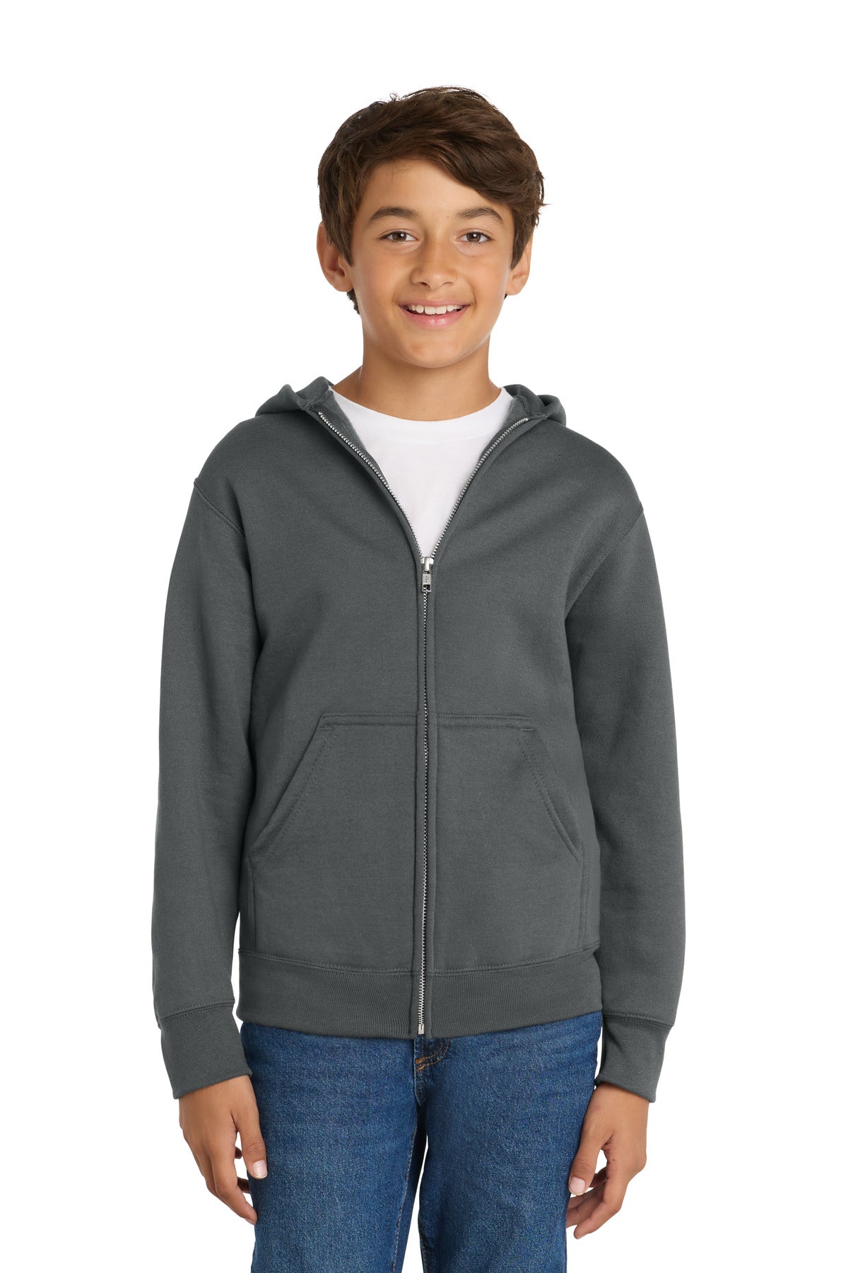 Port & Company PC78YZH Youth Core Fleece Full-Zip Hooded Sweatshirt | Port & Co PC78YZH