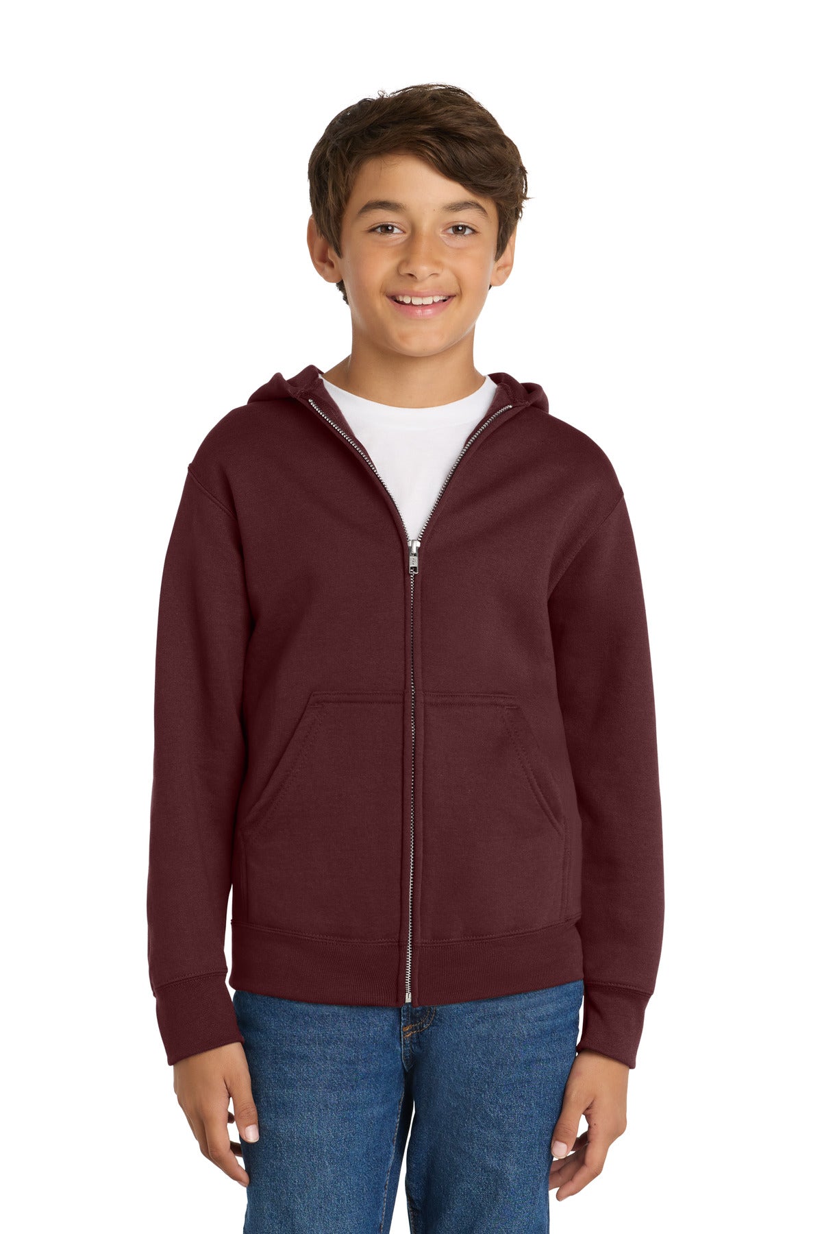 Port & Company PC78YZH Youth Core Fleece Full-Zip Hooded Sweatshirt | Port & Co PC78YZH