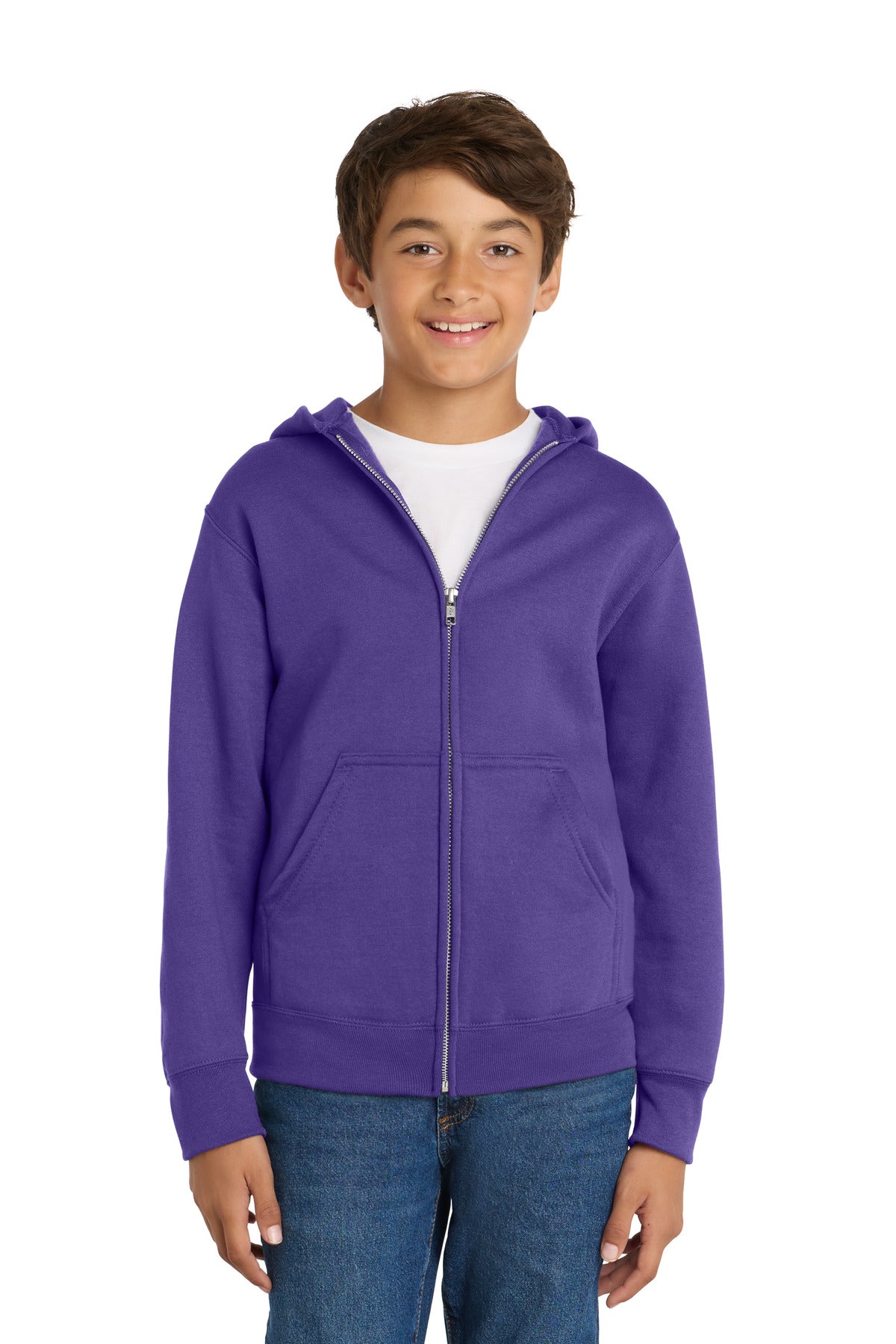 Port & Company PC78YZH Youth Core Fleece Full-Zip Hooded Sweatshirt | Port & Co PC78YZH