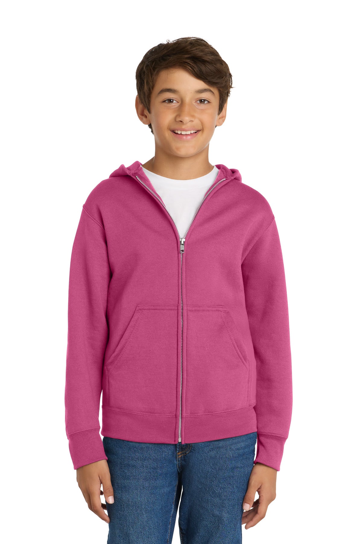 Port & Company PC78YZH Youth Core Fleece Full-Zip Hooded Sweatshirt | Port & Co PC78YZH